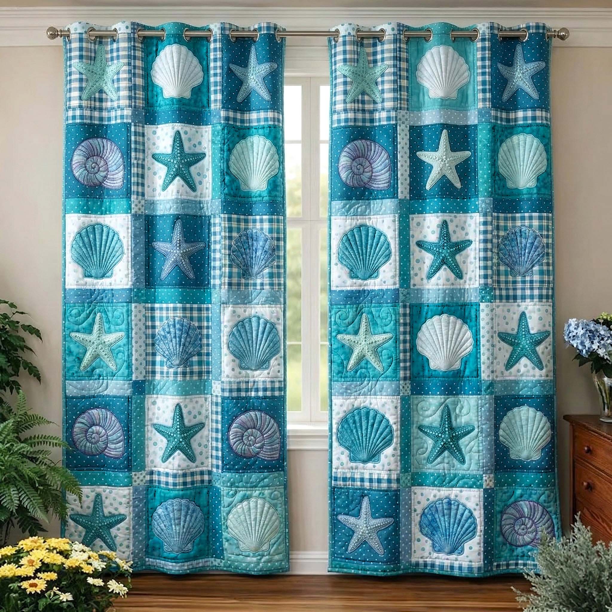 Shell Serenity Quilted Curtains GFTOTP16557
