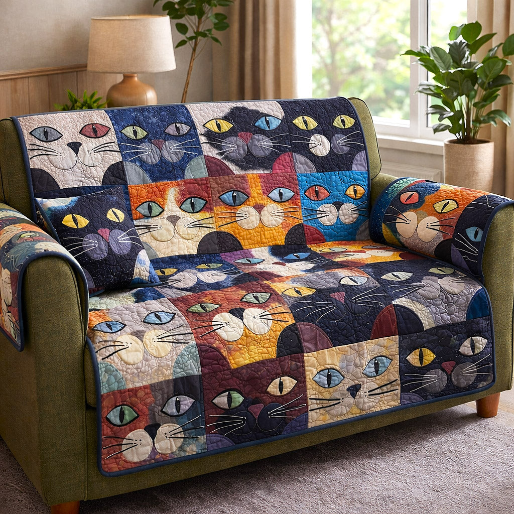 Whisker Charm Quilted Sofa Cover GFTOTP17439