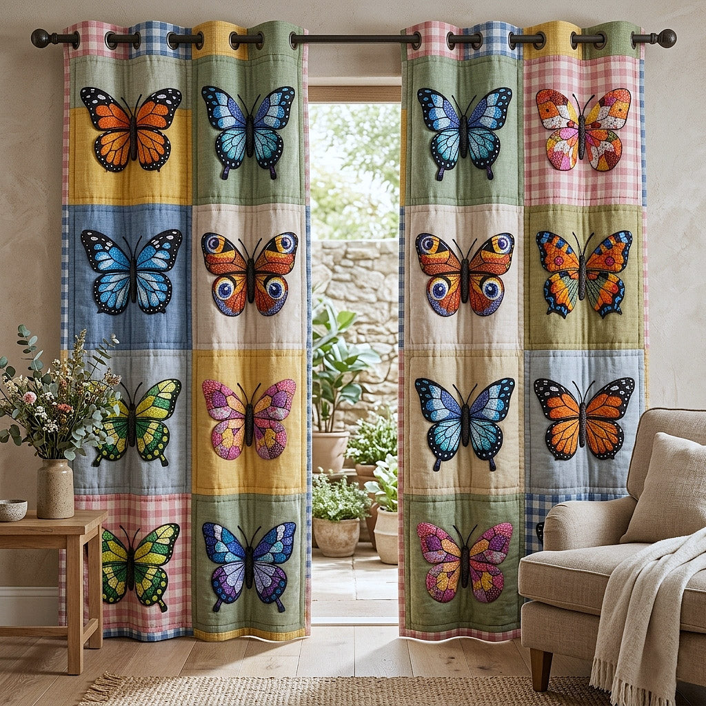 Meadow Flutter Quilted Curtains GFTOTP17744