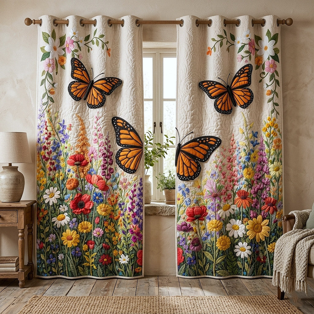 Meadow Flutter Quilted Curtains GFTOTP17745