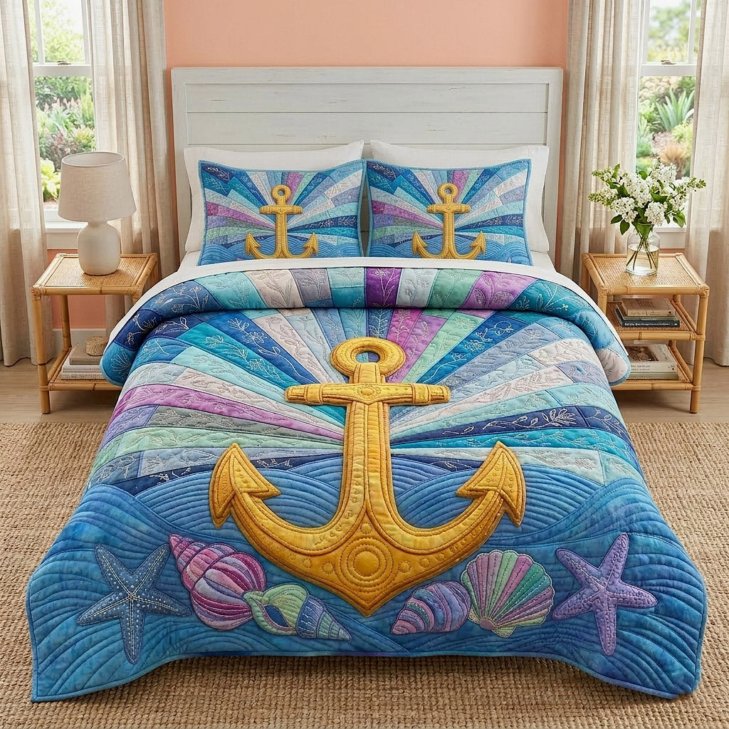 Nautical Anchor 3-Piece Quilted Bedding Set GFTOTP17752
