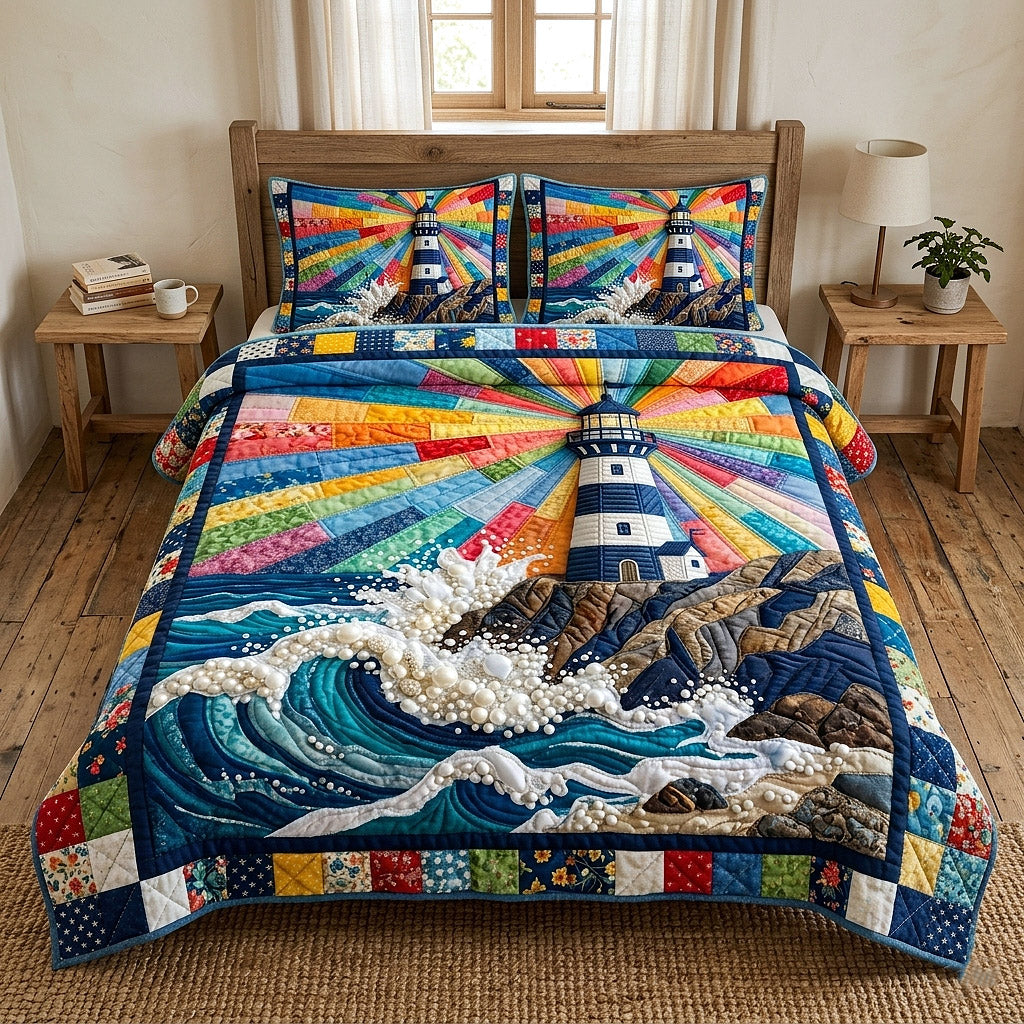 Nautical Lighthouse 3-Piece Quilted Bedding Set GFTOTP17807
