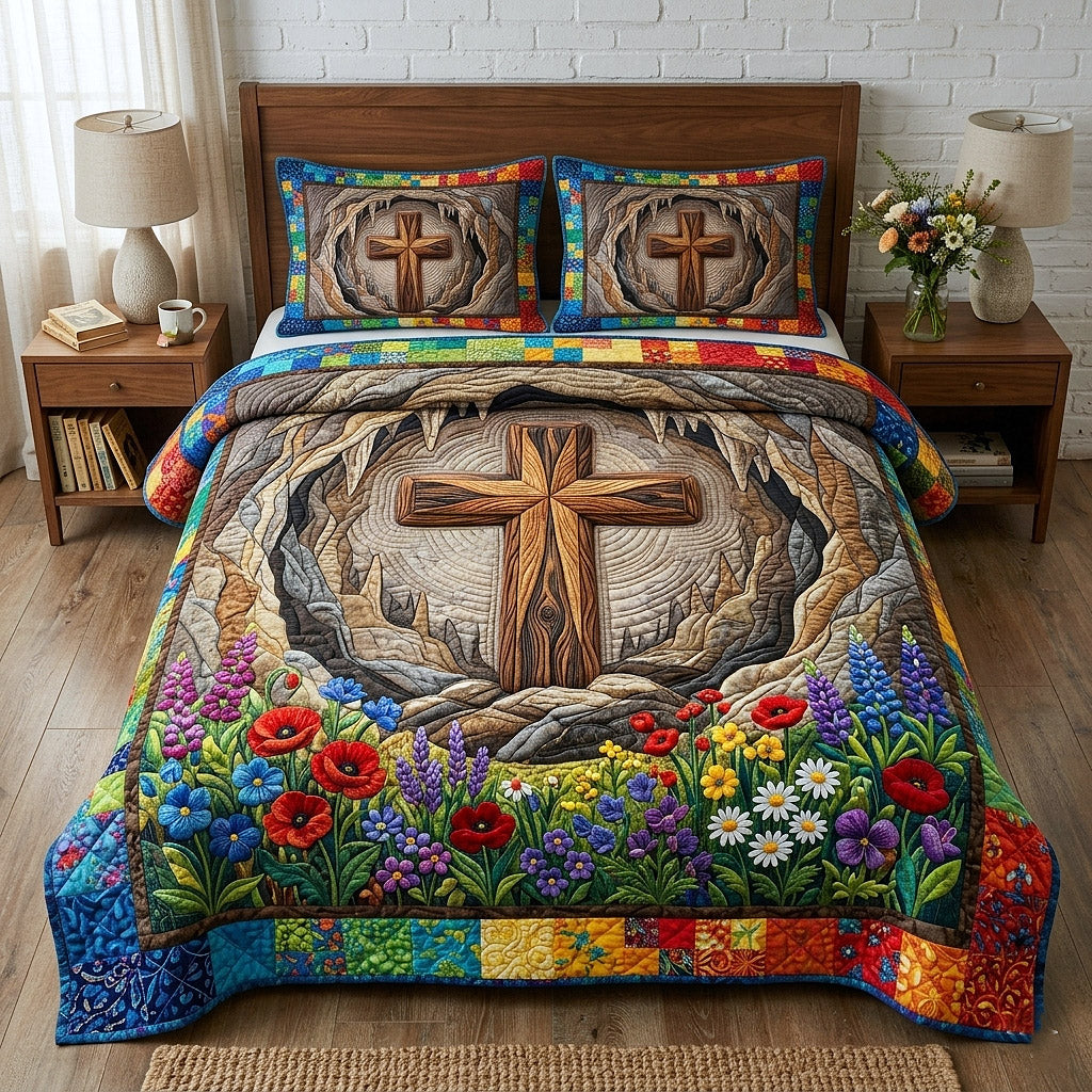 Risen Cross 3-Piece Quilted Bedding Set GFTOTP17816