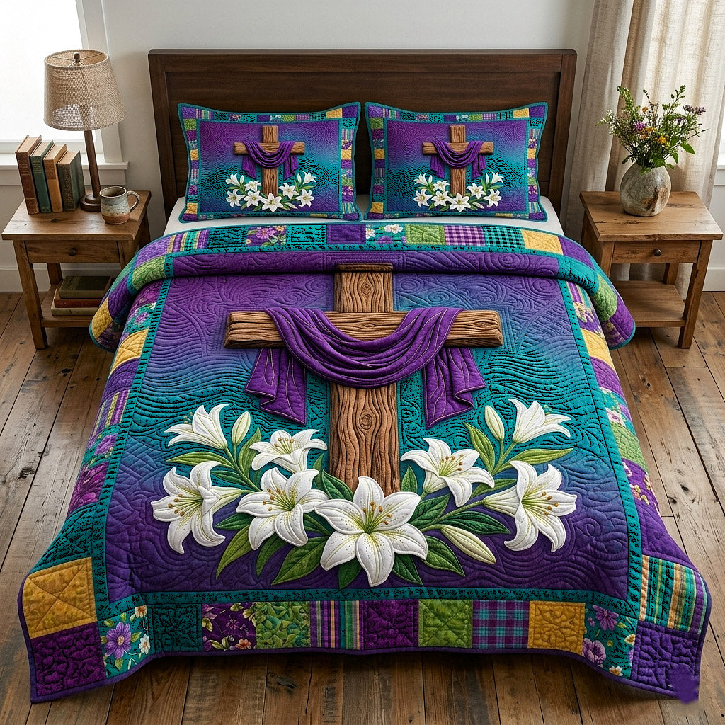 Risen Cross 3-Piece Quilted Bedding Set GFTOTP17817