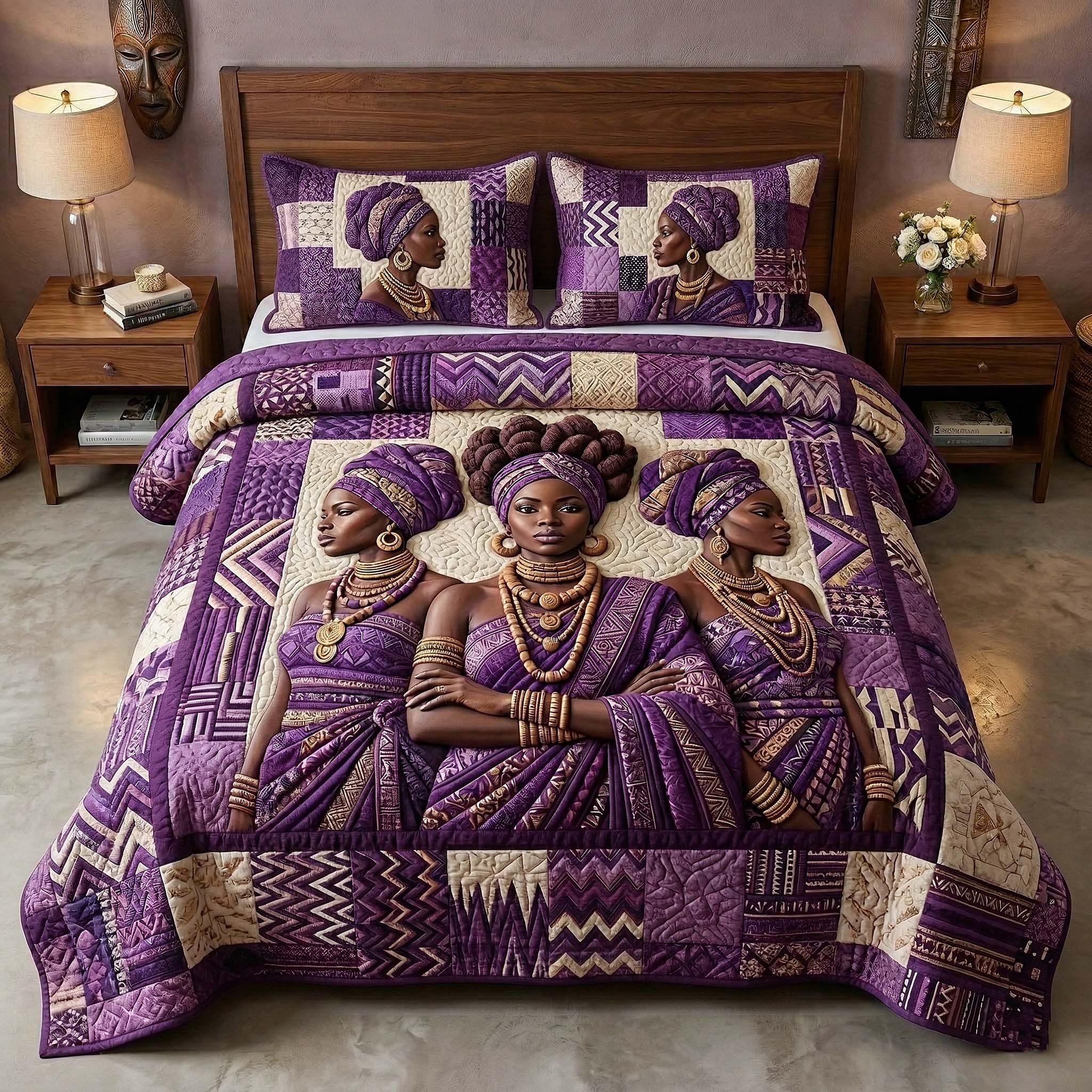 Ebony Queen 3-Piece Quilted Bedding Set GFTOTP18227