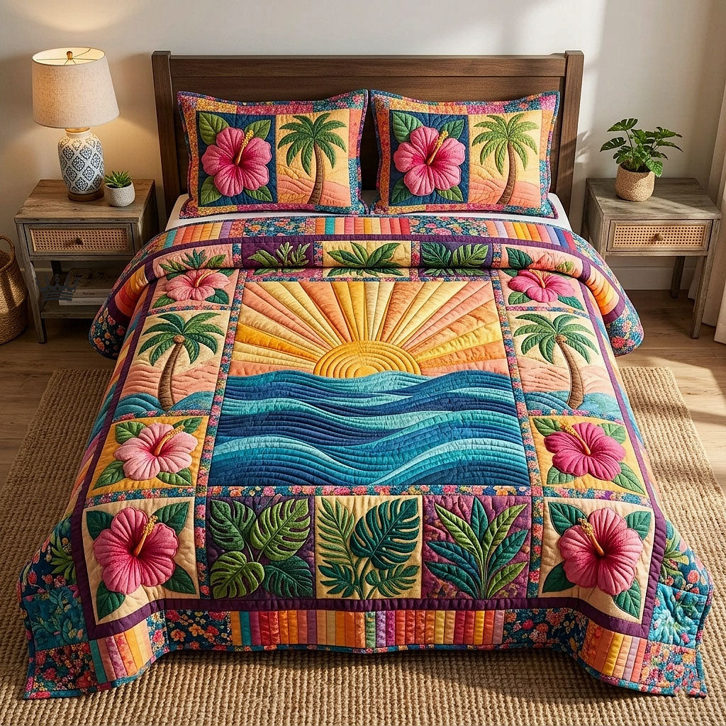 Ocean Tropic 3-Piece Quilted Bedding Set GFTOTP18341