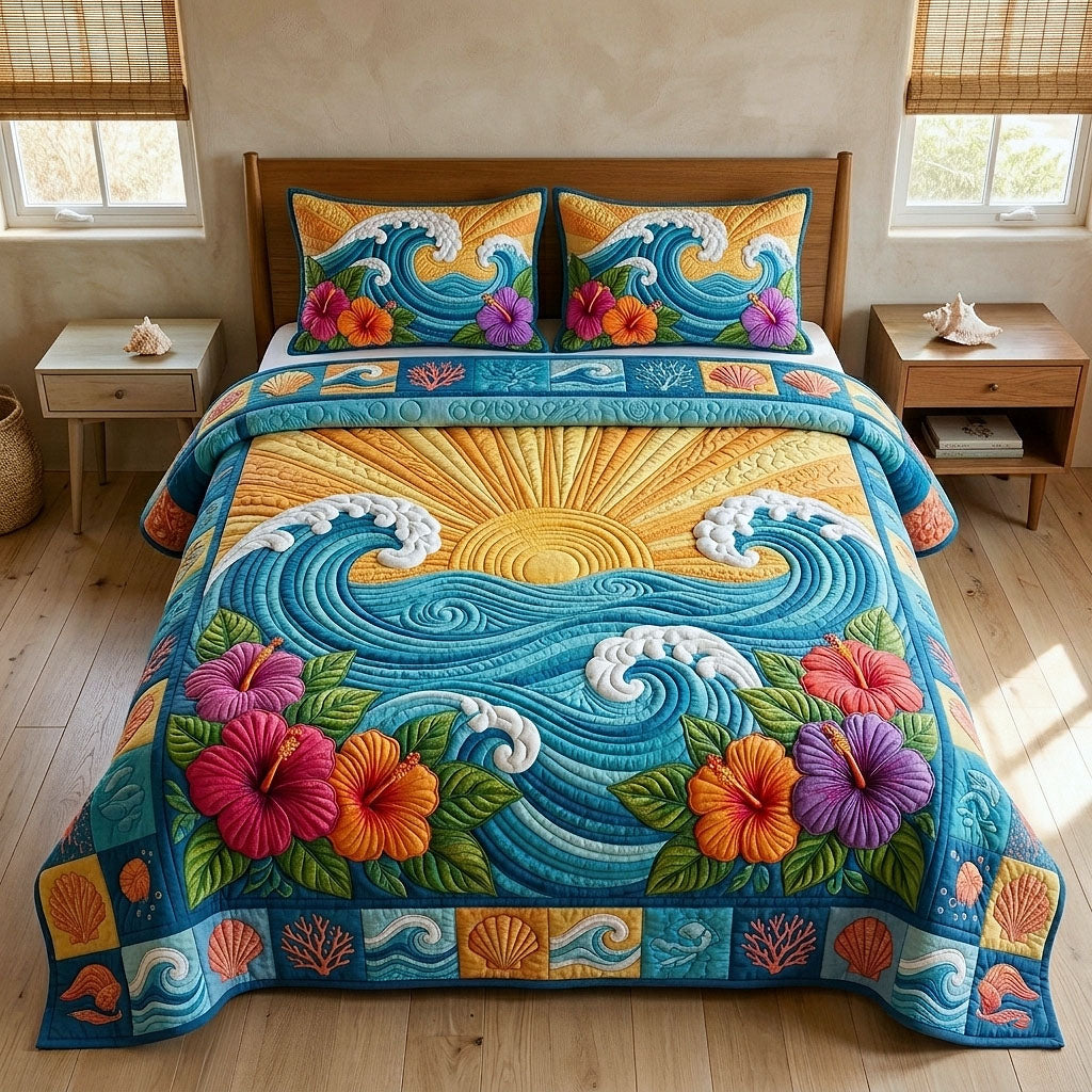 Ocean Tropic 3-Piece Quilted Bedding Set GFTOTP18342