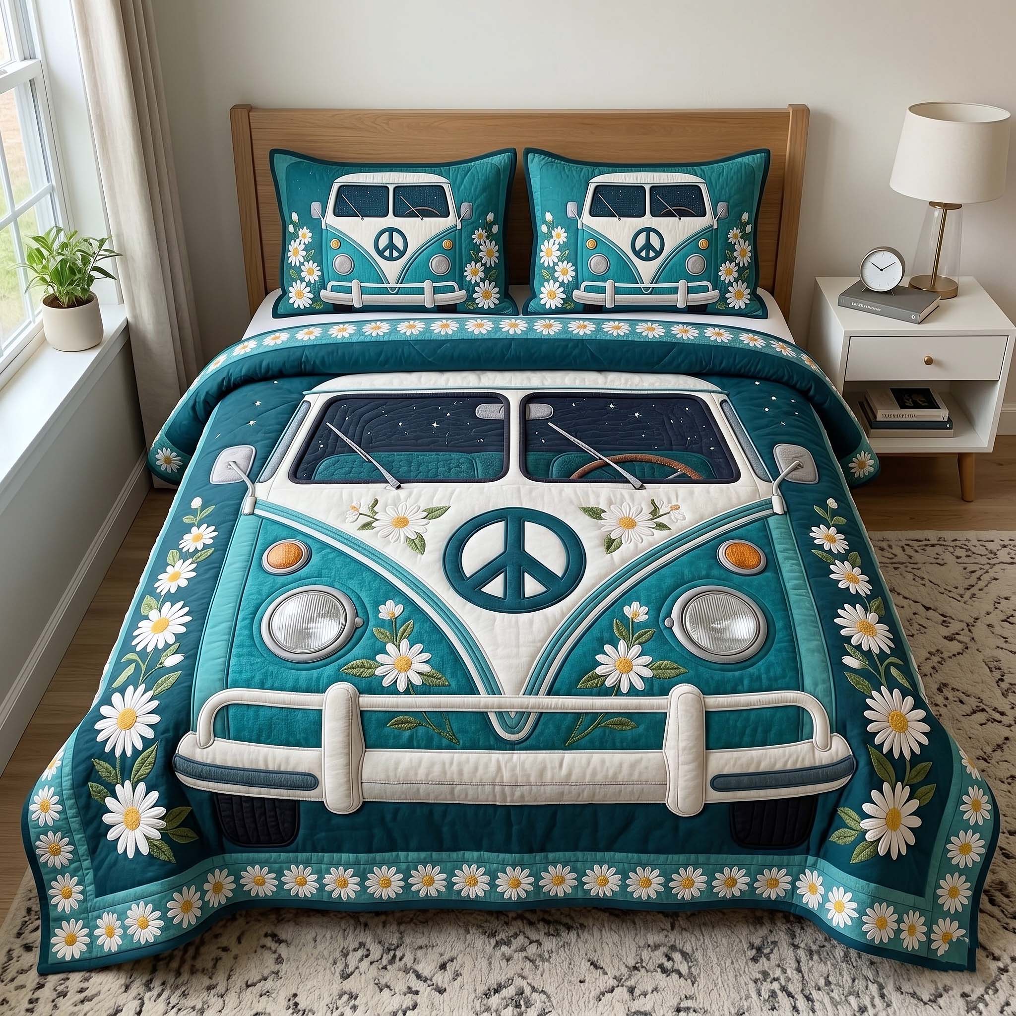 Hippie Van 3-Piece Quilted Bedding Set GFTOTP18639