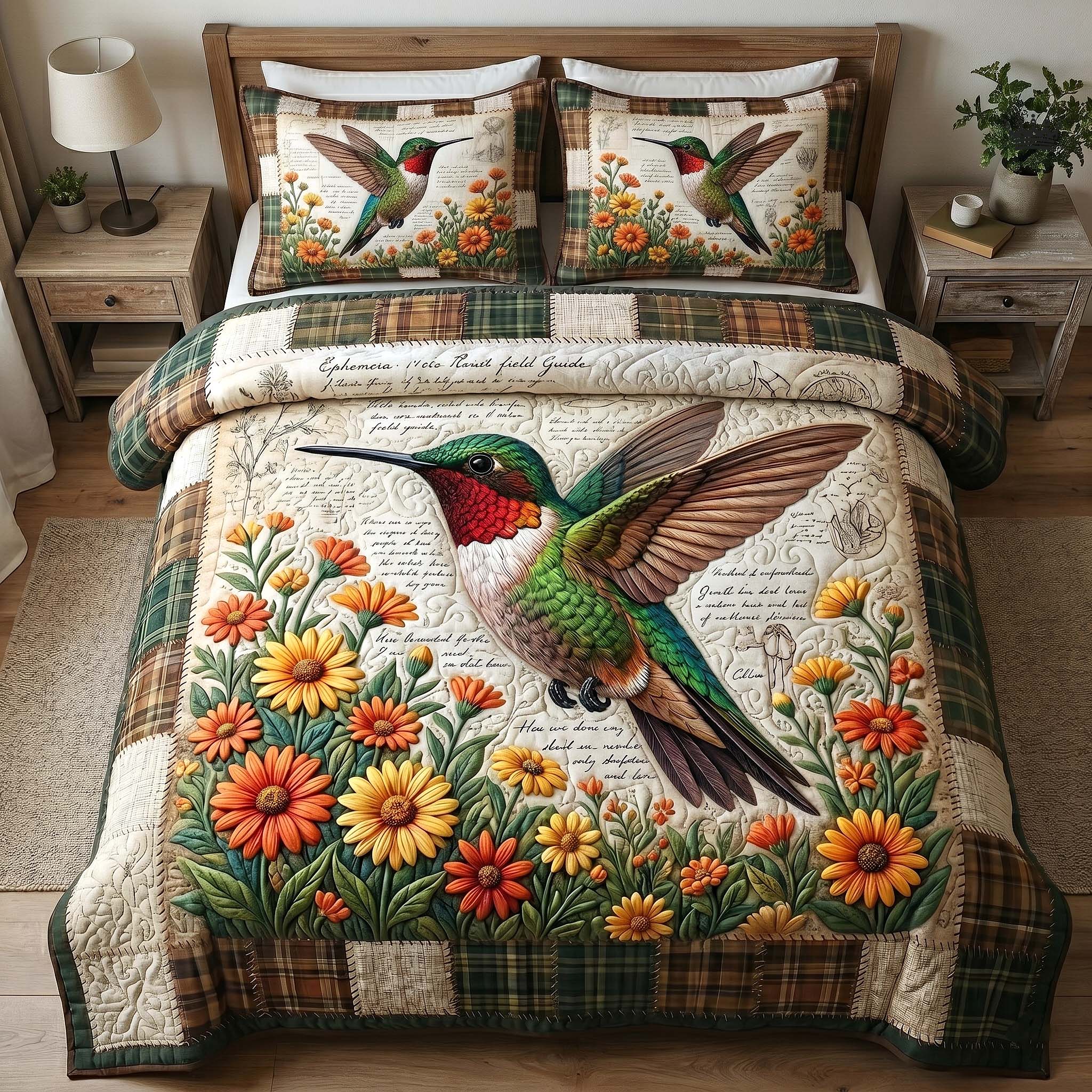 Garden Hummer 3-Piece Quilted Bedding Set GFTOTP18702