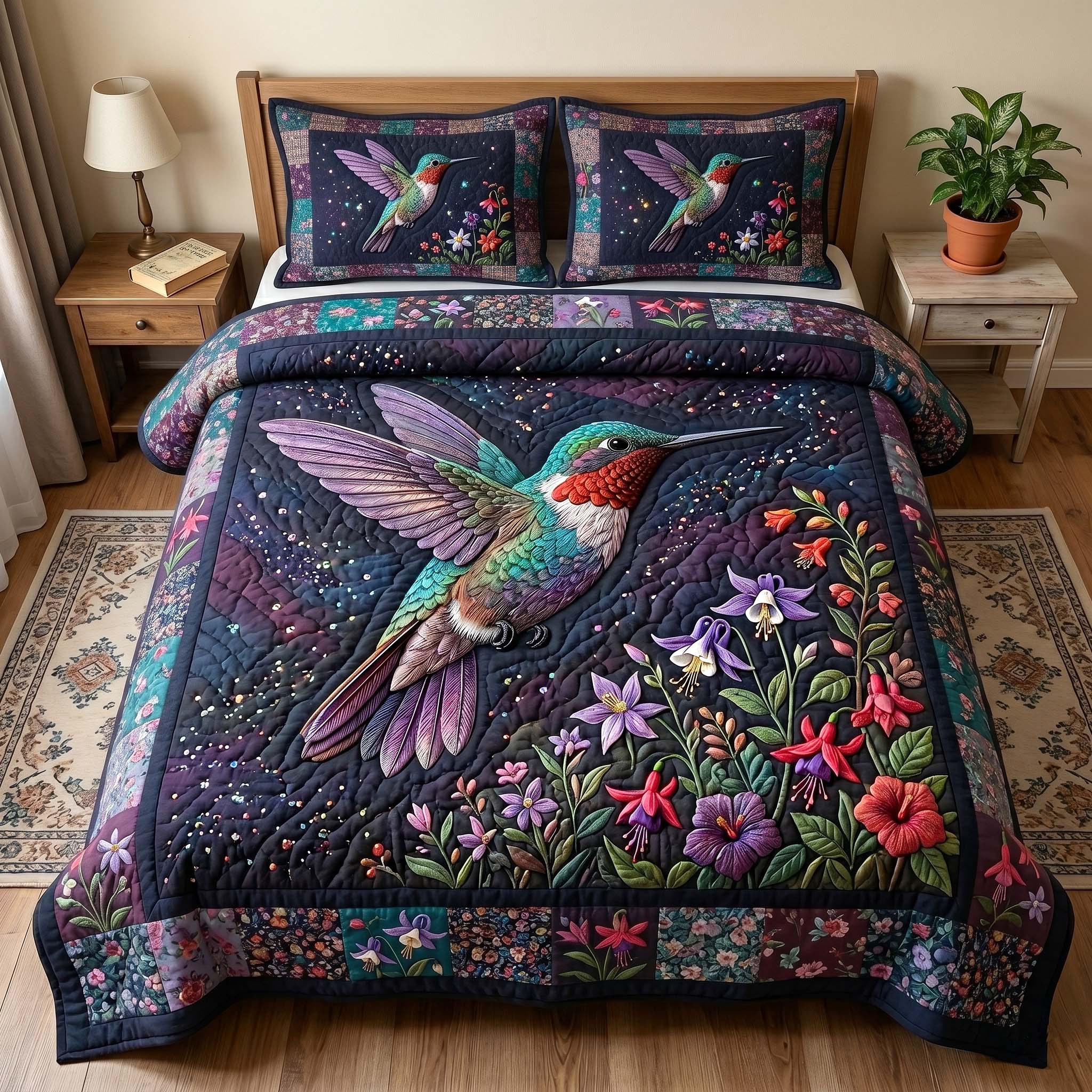 Garden Hummer 3-Piece Quilted Bedding Set GFTOTP18703