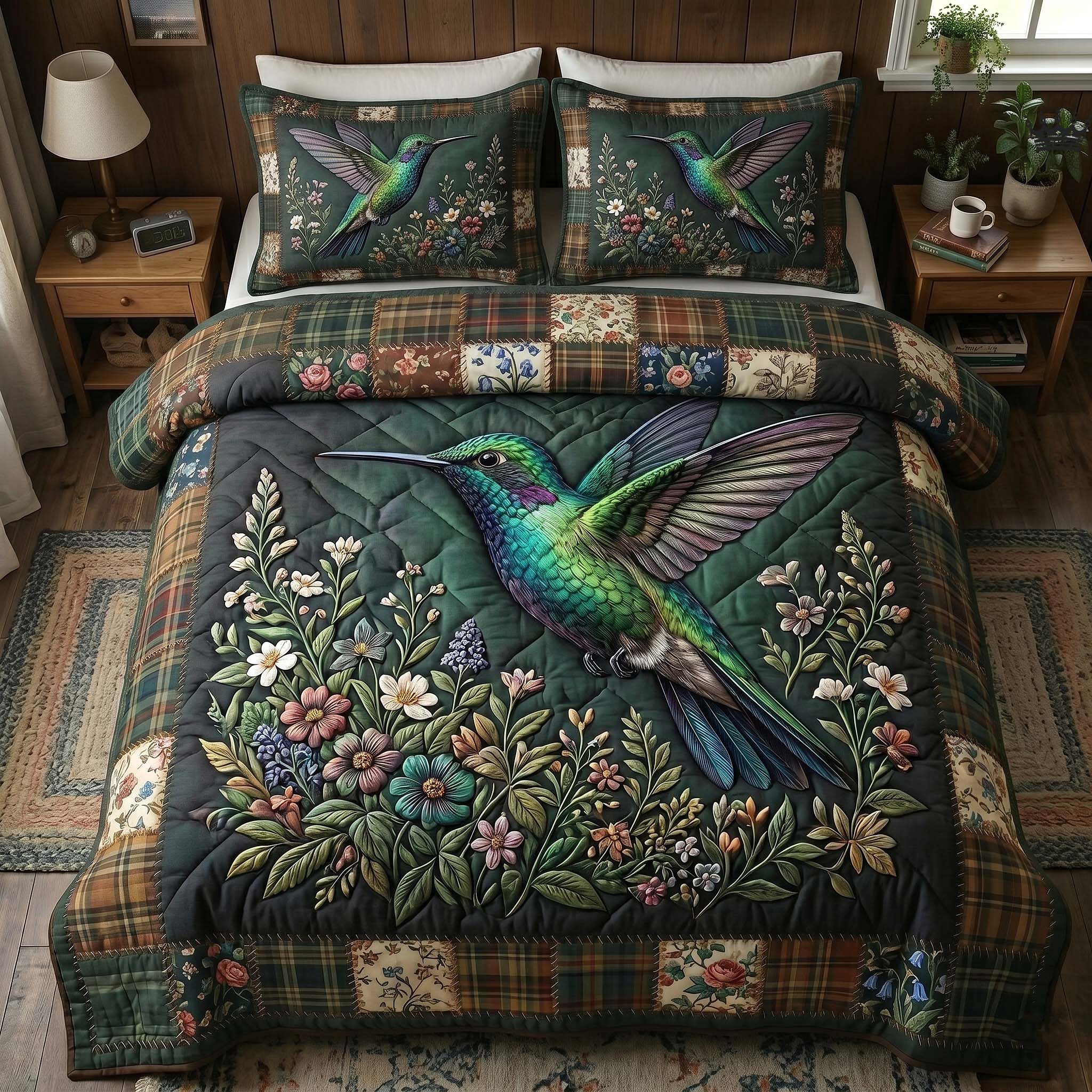 Garden Hummer 3-Piece Quilted Bedding Set GFTOTP18704