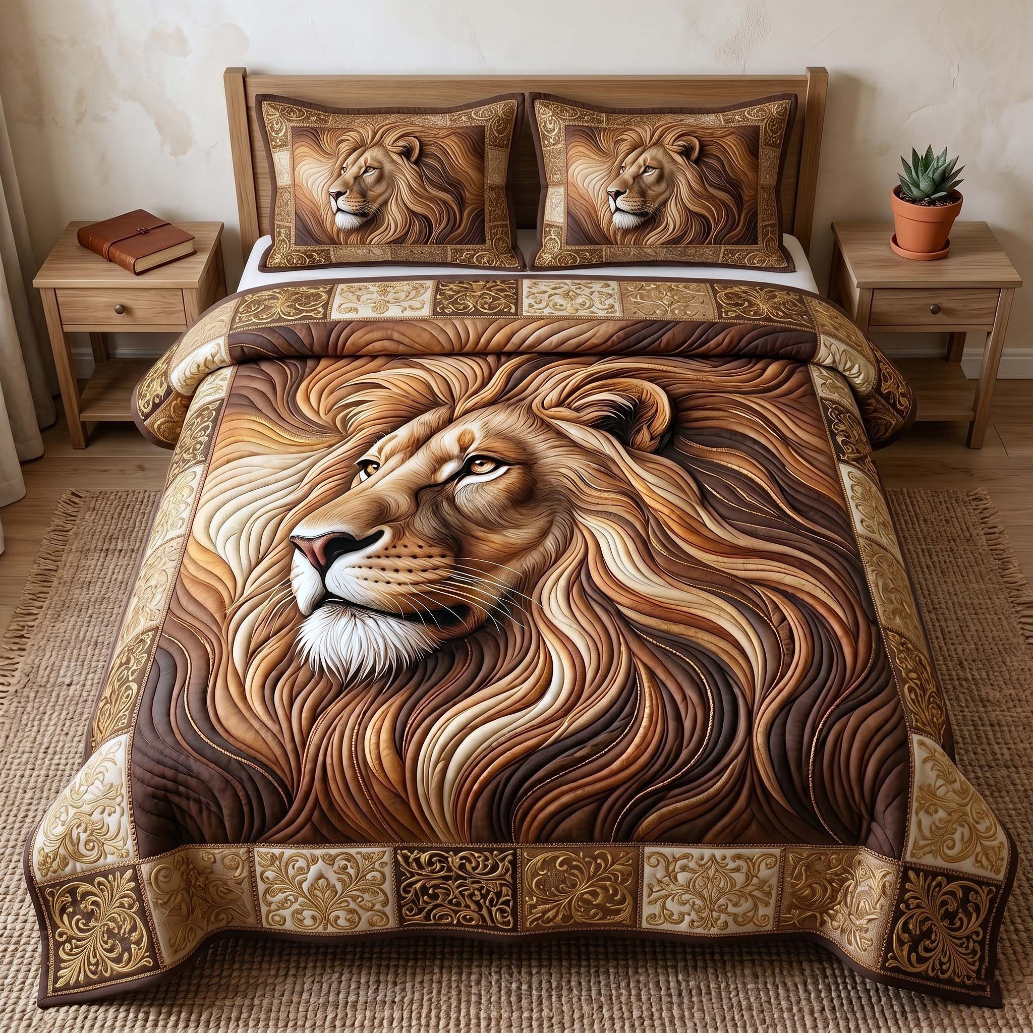 Majestic Lion 3-Piece Quilted Bedding Set GFTOTP18860