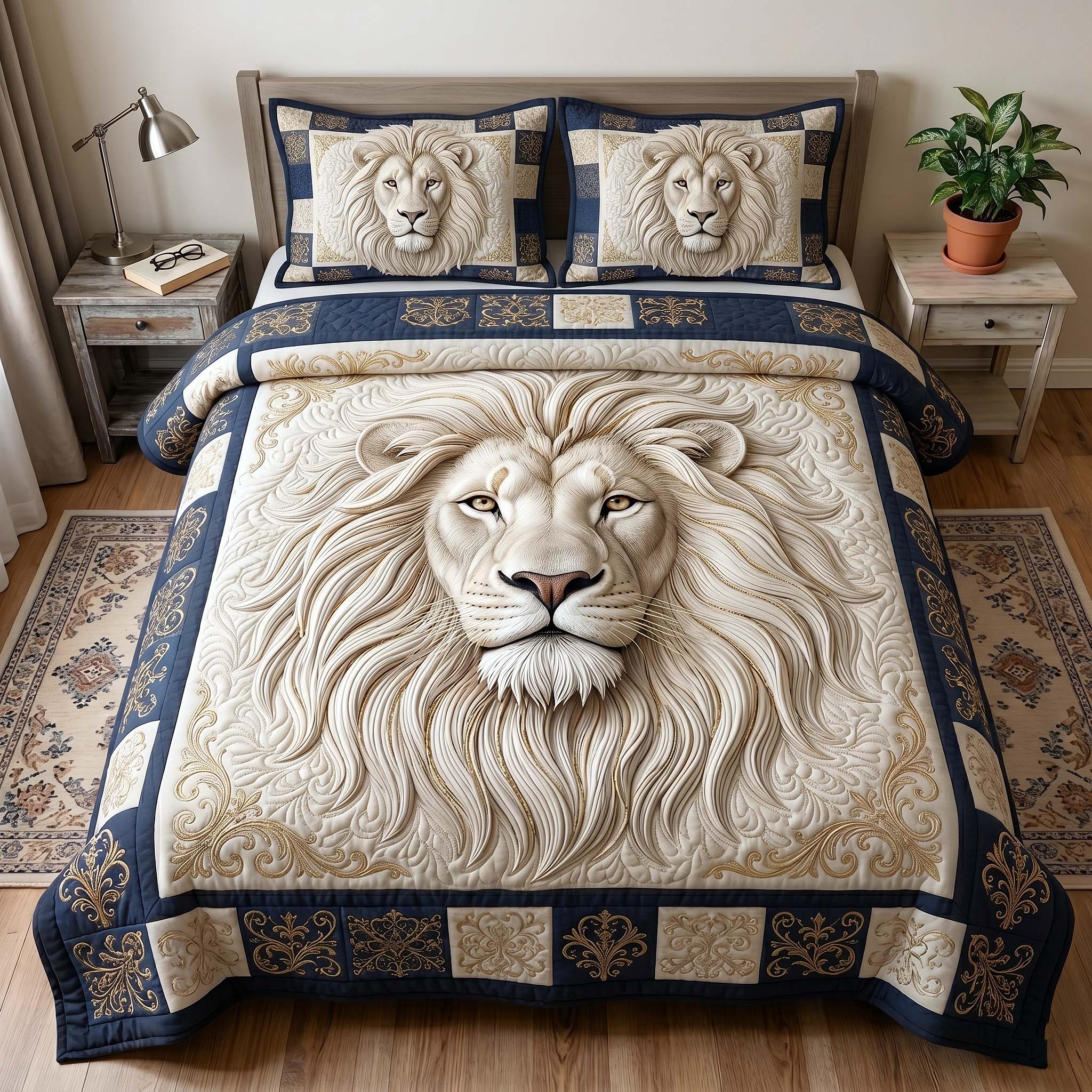Majestic Lion 3-Piece Quilted Bedding Set GFTOTP18864