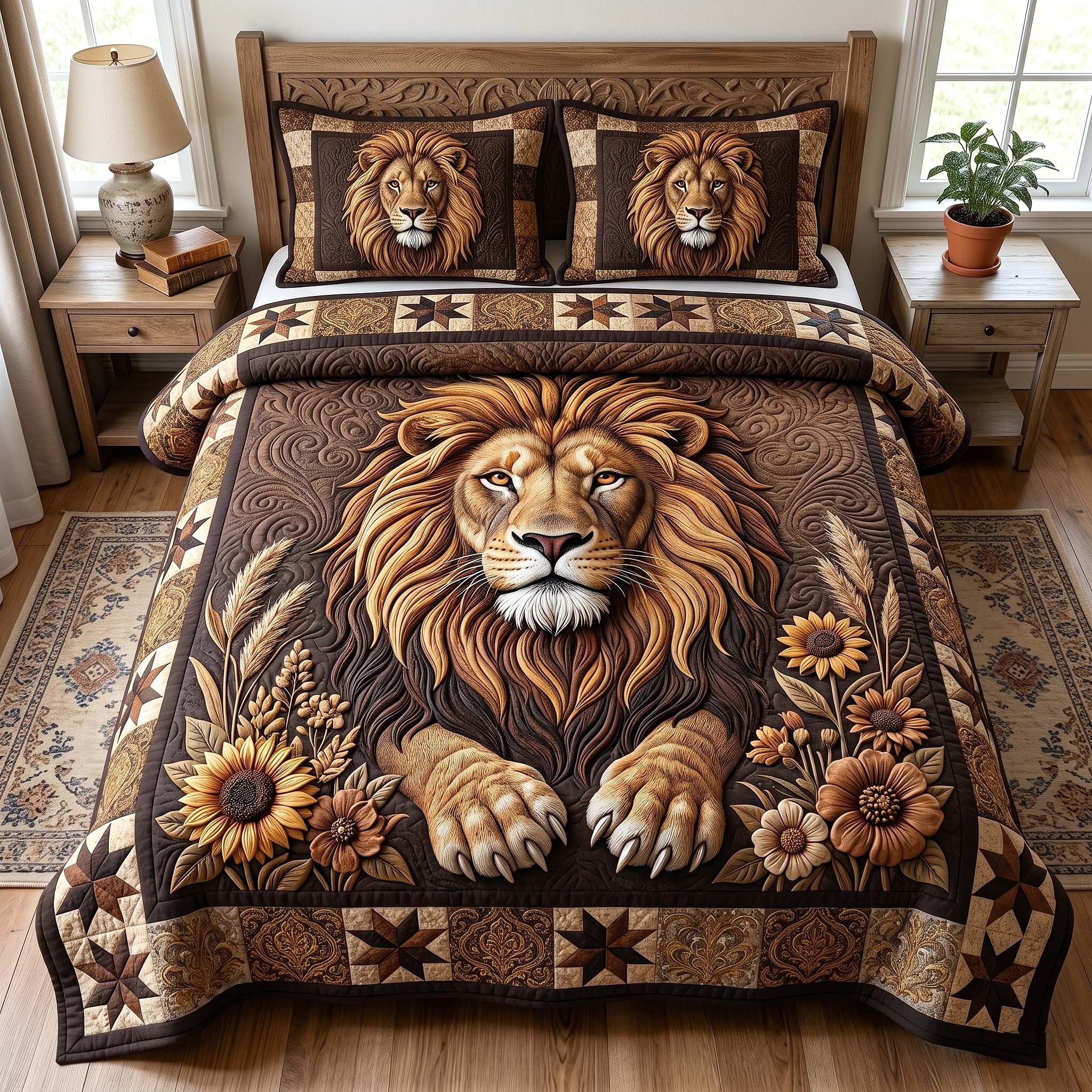 Majestic Lion 3-Piece Quilted Bedding Set GFTOTP18865