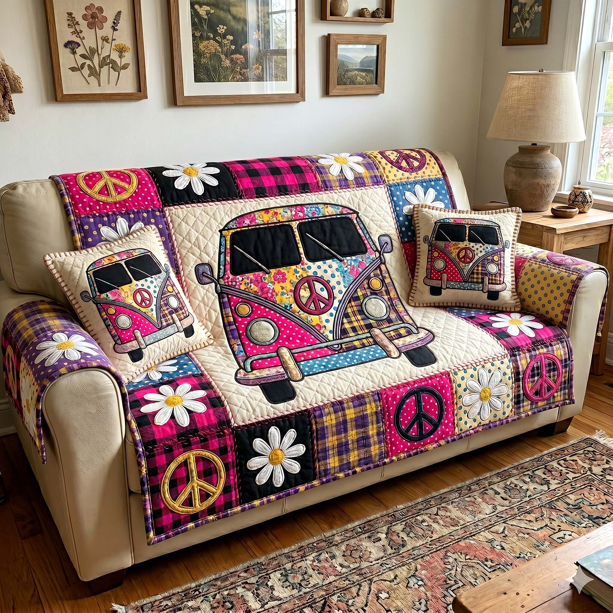 Hippie Patchwork Quilted Sofa Cover GFTOTP18907