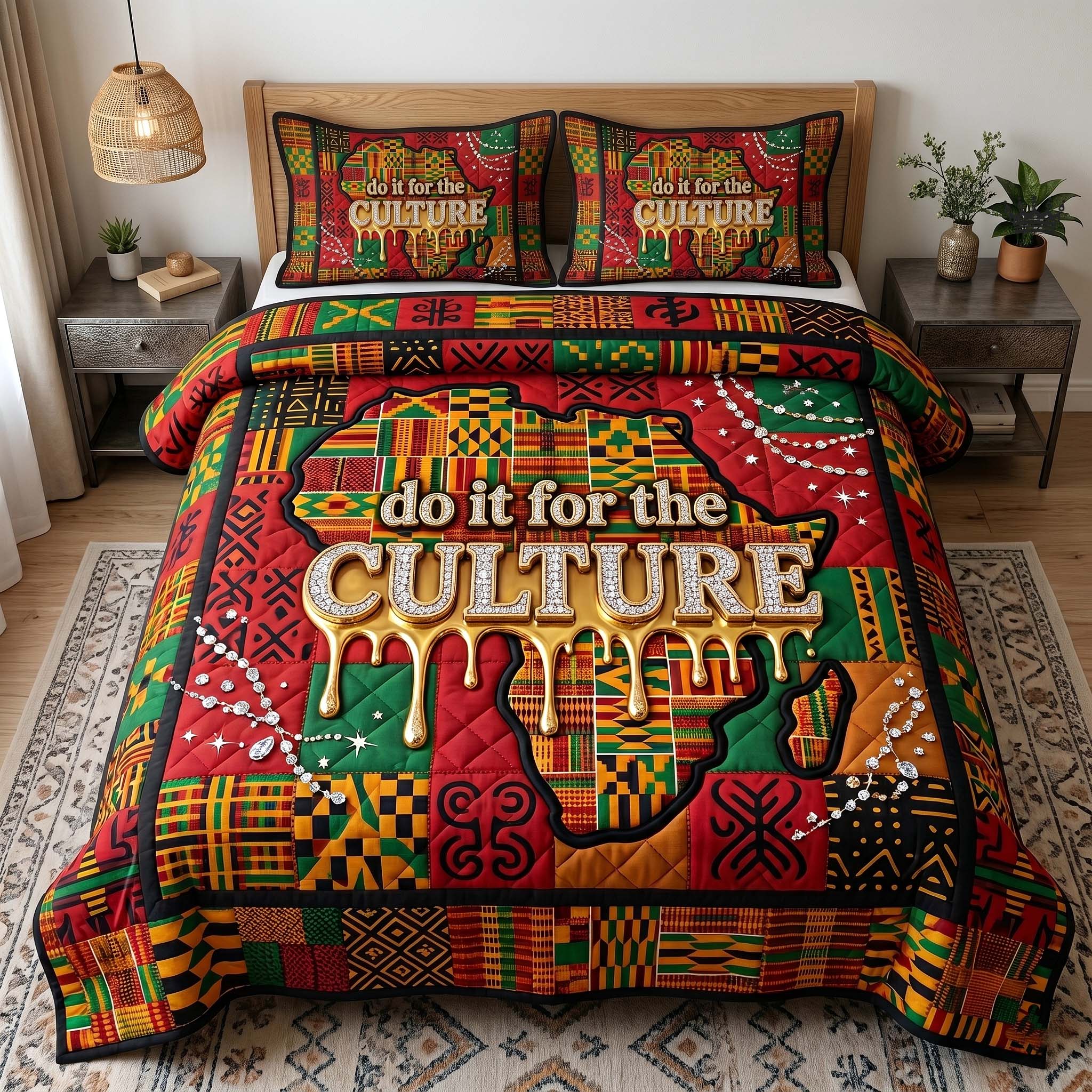 Melanin Legacy 3-Piece Quilted Bedding Set GFTOTP18981