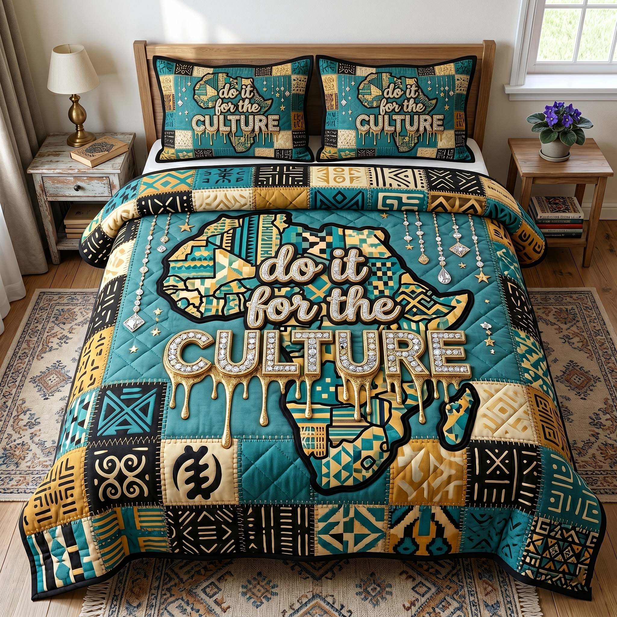 Melanin Legacy 3-Piece Quilted Bedding Set GFTOTP18982
