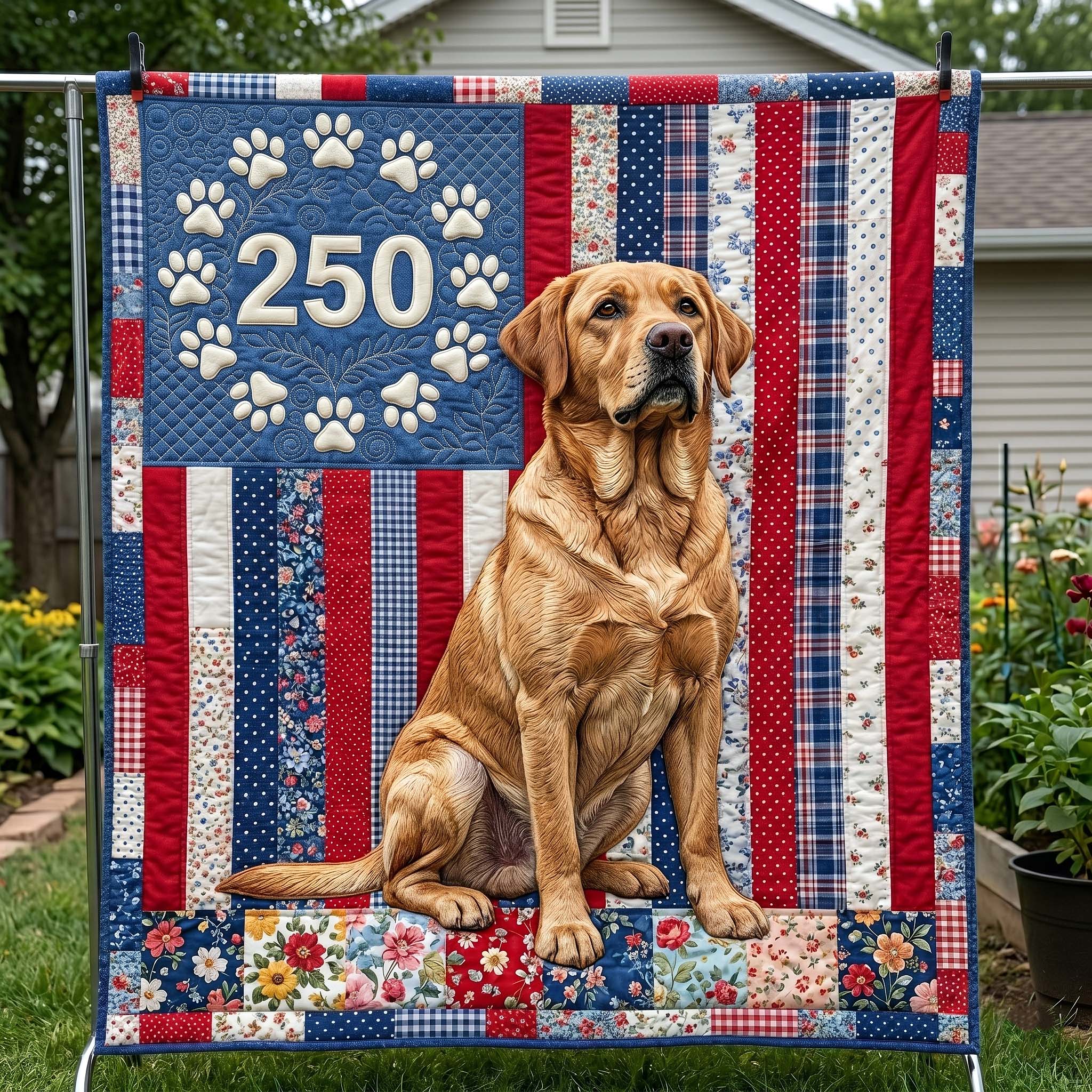 Patriotic Dog Quilted Blanket