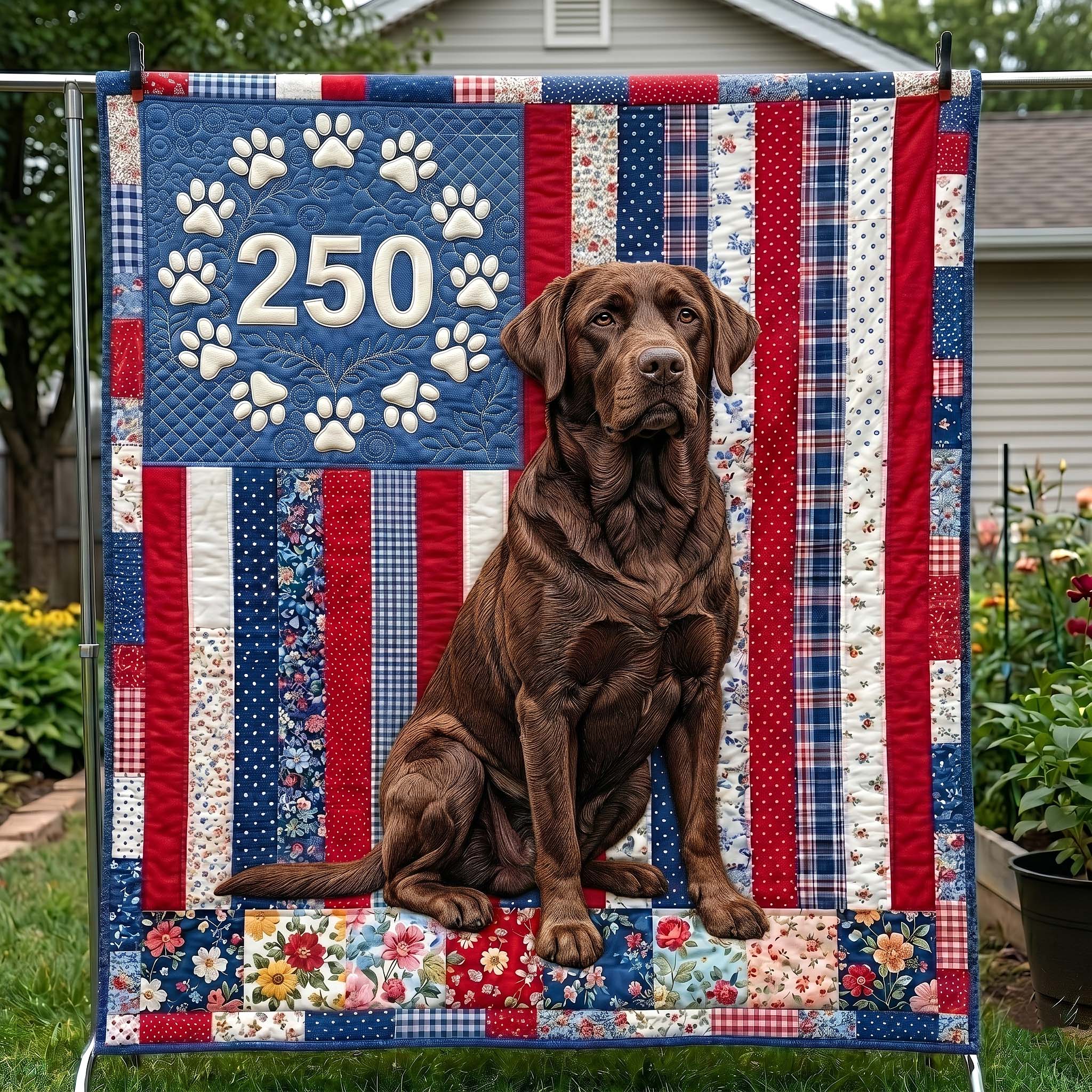 Patriotic Dog Quilted Blanket
