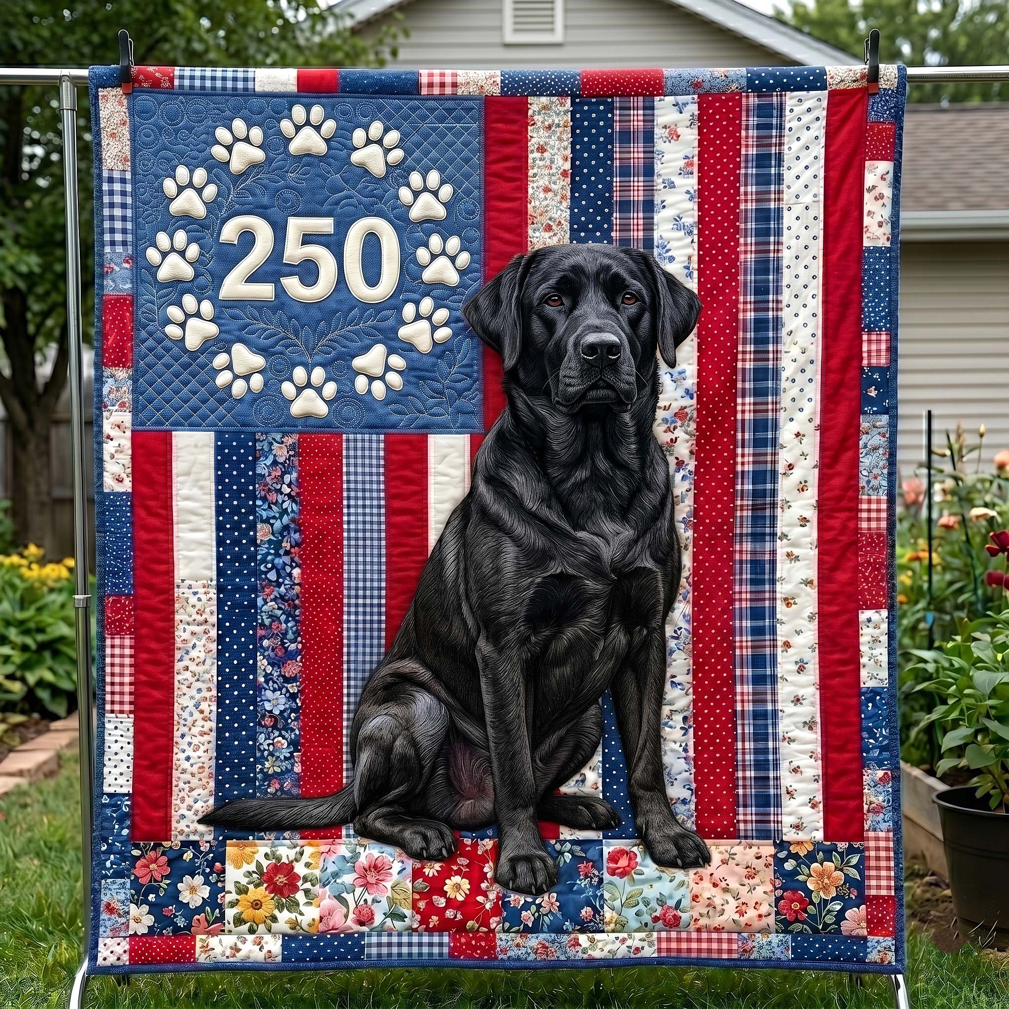 Patriotic Dog Quilted Blanket