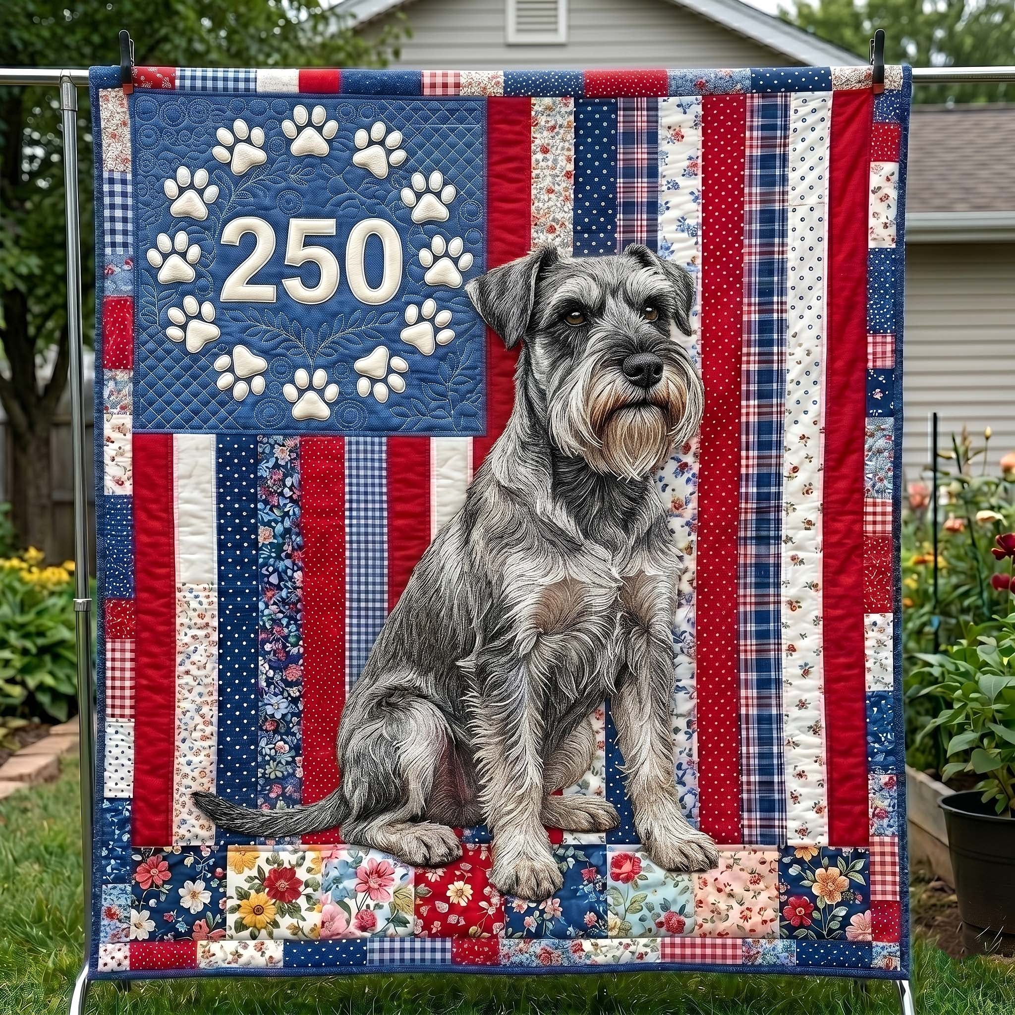 Patriotic Dog Quilted Blanket