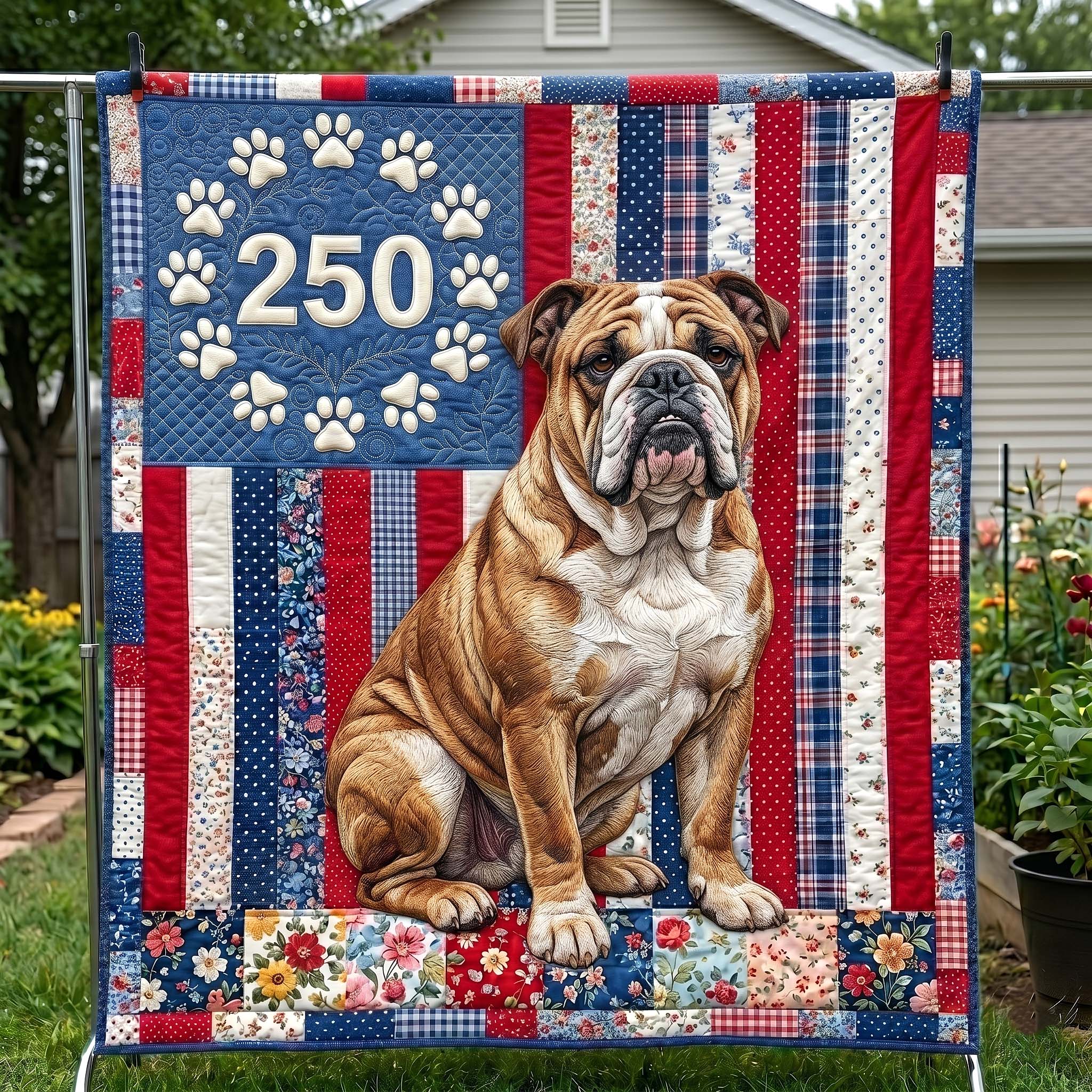 Patriotic Dog Quilted Blanket