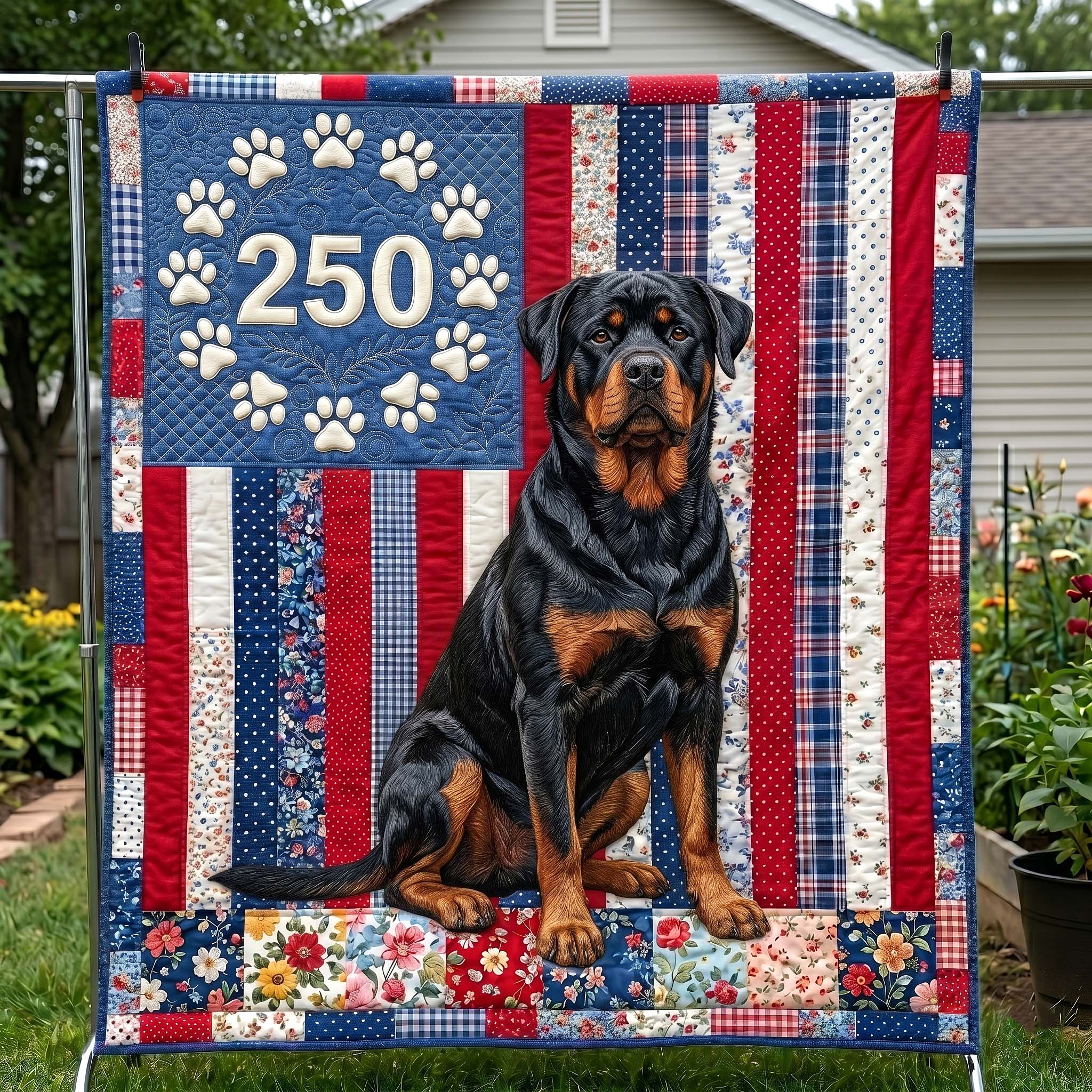 Patriotic Dog Quilted Blanket