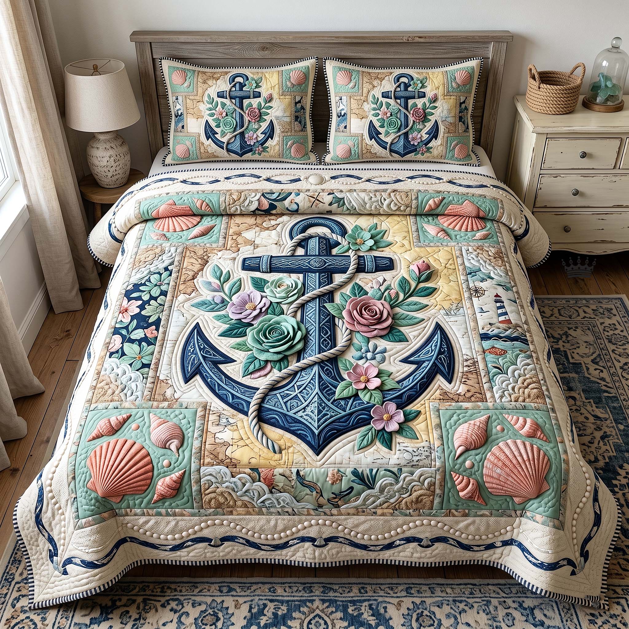 Anchor Breeze 3-Piece Quilted Bedding Set GFTOTP19089