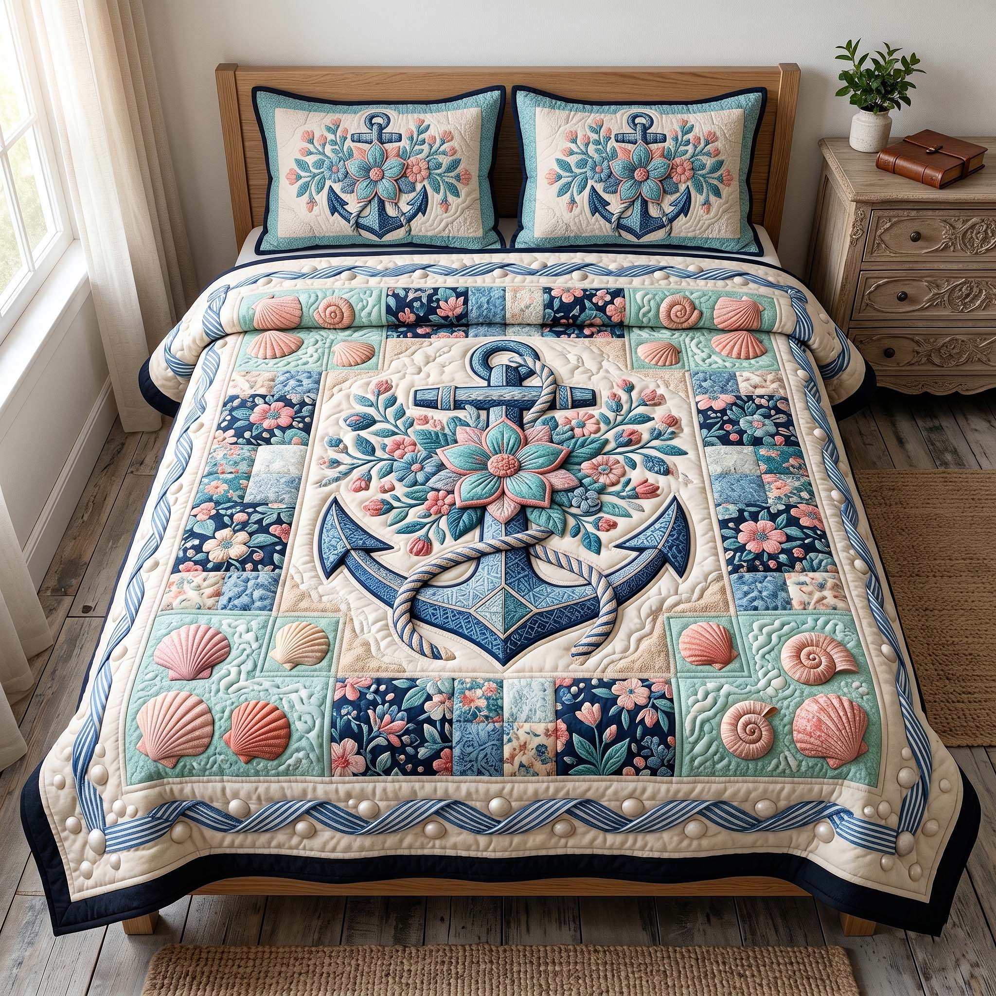 Anchor Breeze 3-Piece Quilted Bedding Set GFTOTP19090