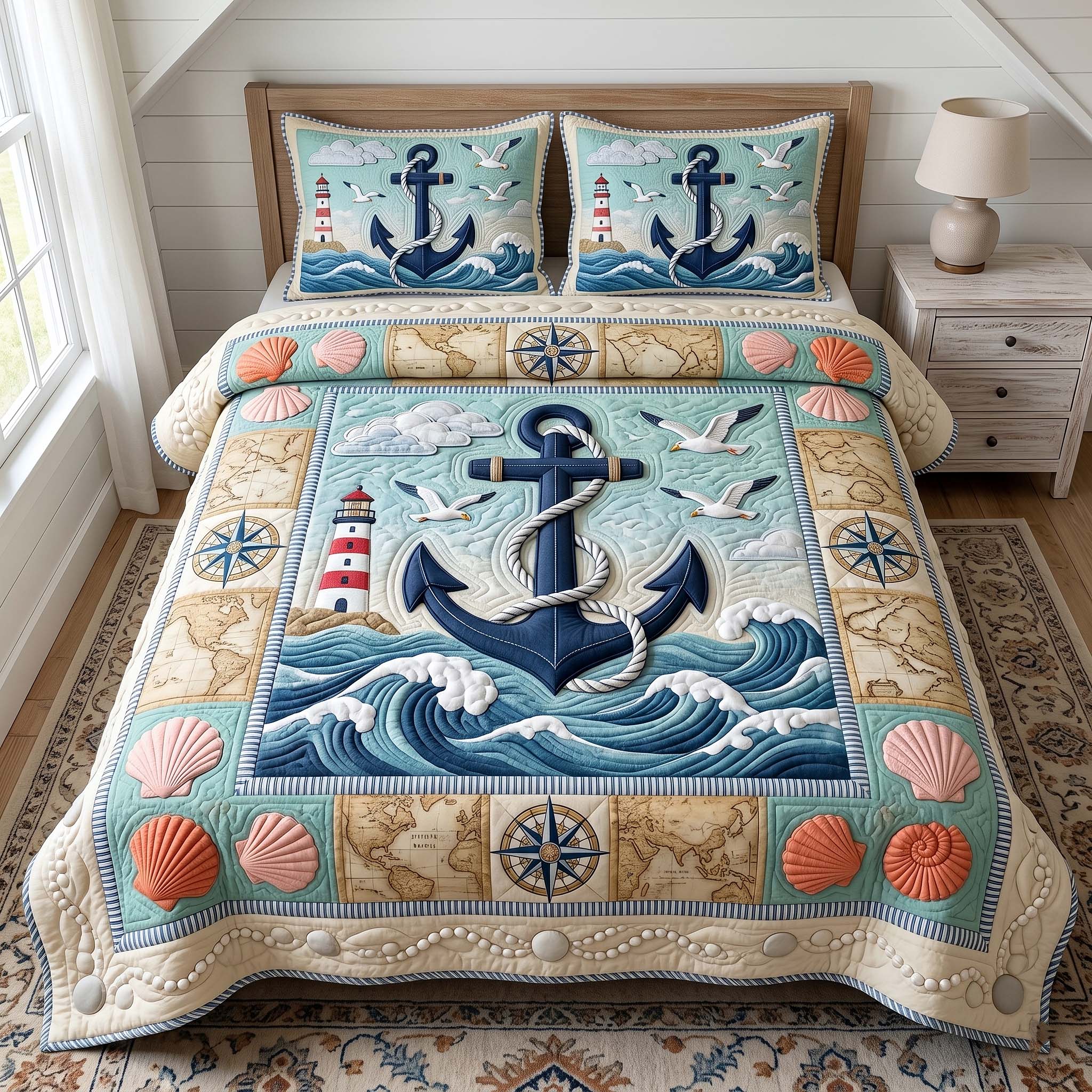 Anchor Breeze 3-Piece Quilted Bedding Set GFTOTP19091