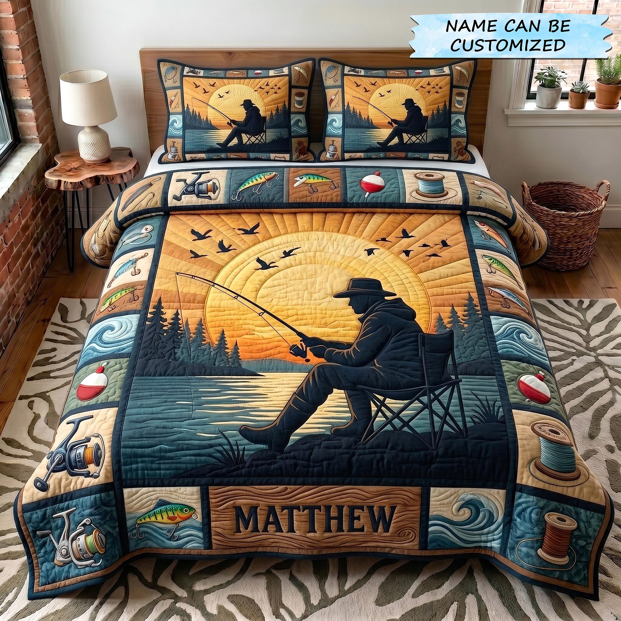 Angler Haven 3-Piece Quilted Bedding Set QTCUZ GFTOTP19316
