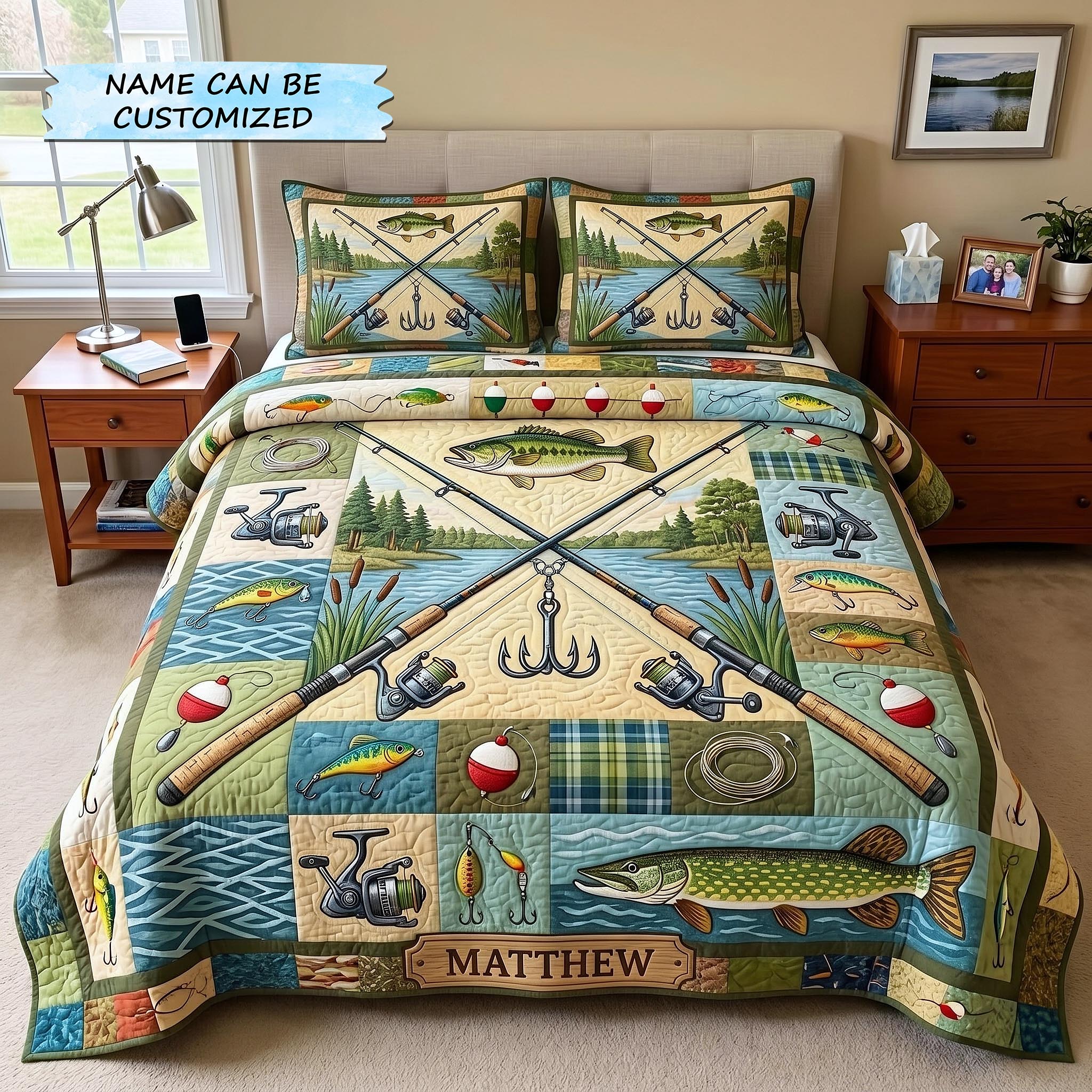 Angler Haven 3-Piece Quilted Bedding Set QTCUZ GFTOTP19320