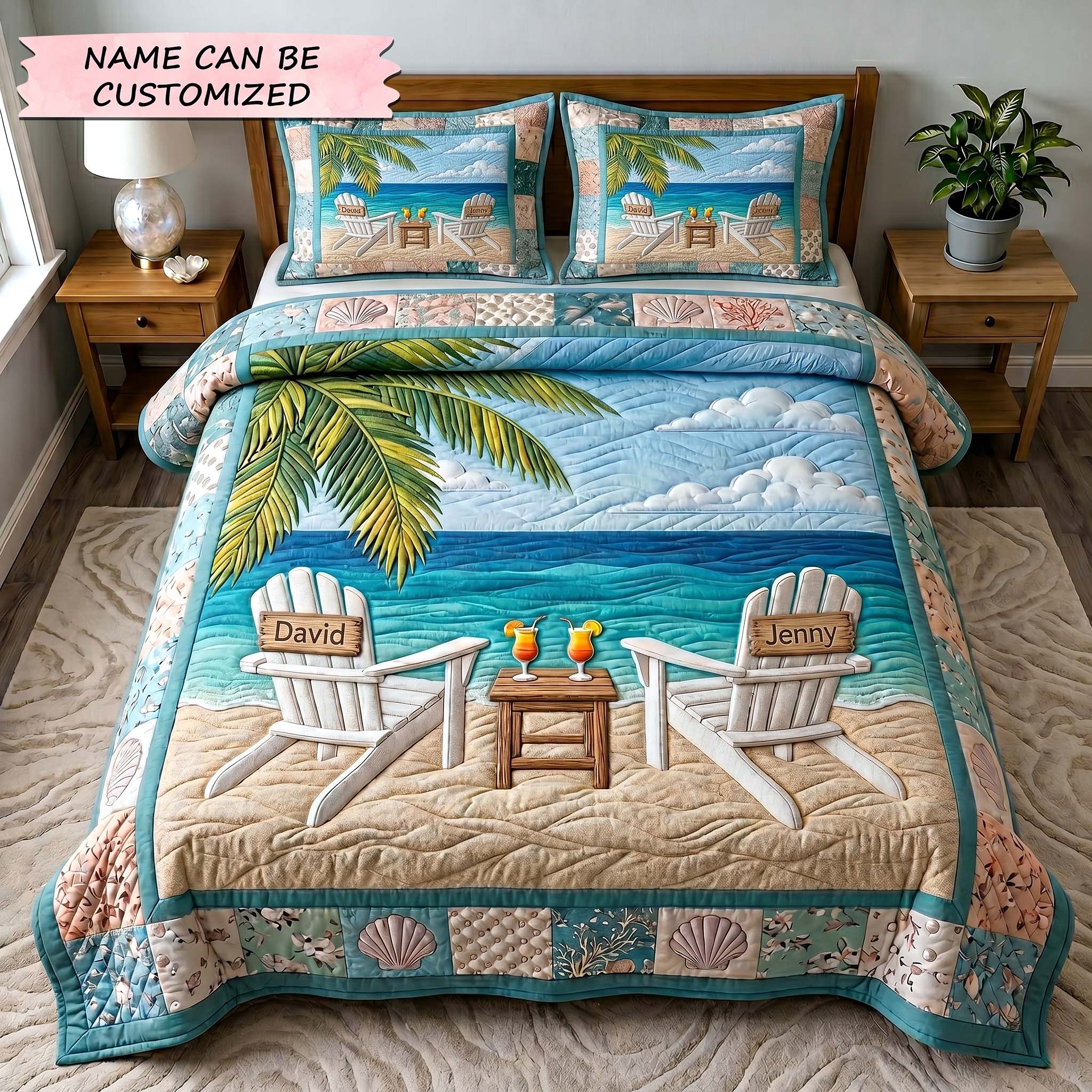 Seaside Together 3-Piece Quilted Bedding Set QTCUZ GFTOTP19338
