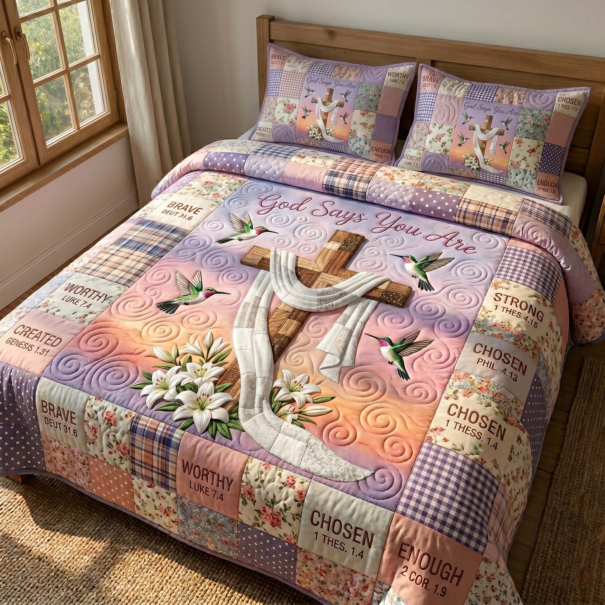 Faith Blossoms 3-Piece Quilted Bedding Set GFTOTP19455