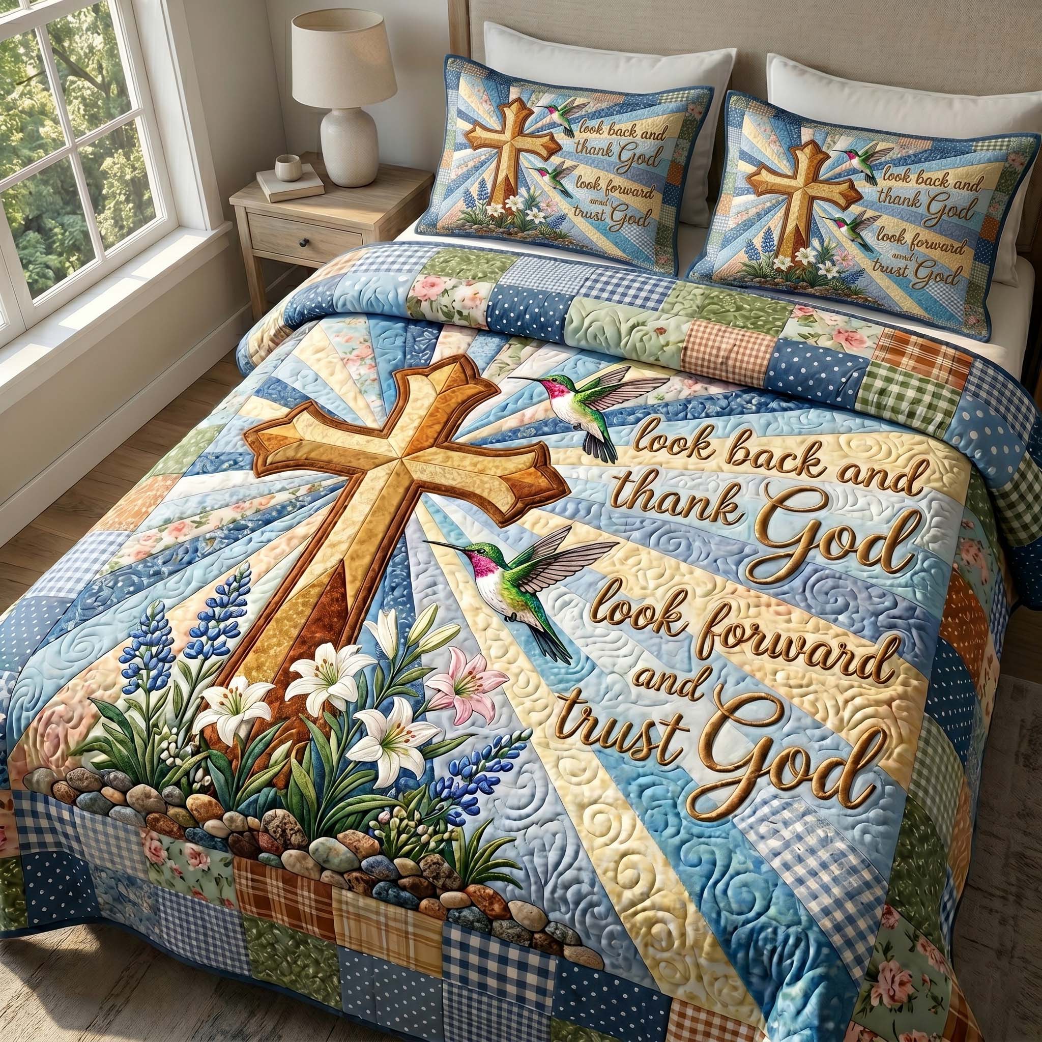 Faith Blossoms 3-Piece Quilted Bedding Set GFTOTP19456