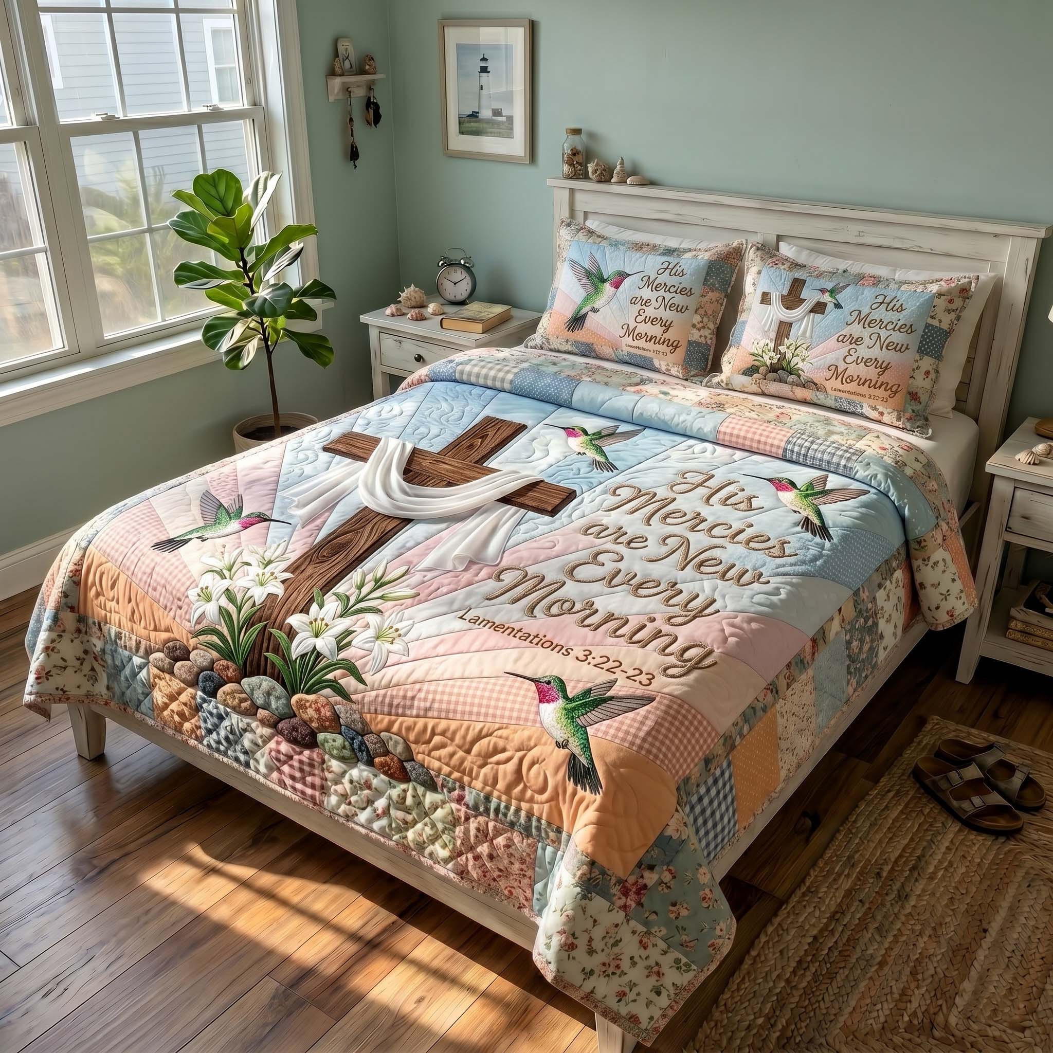 Faith Blossoms 3-Piece Quilted Bedding Set GFTOTP19457