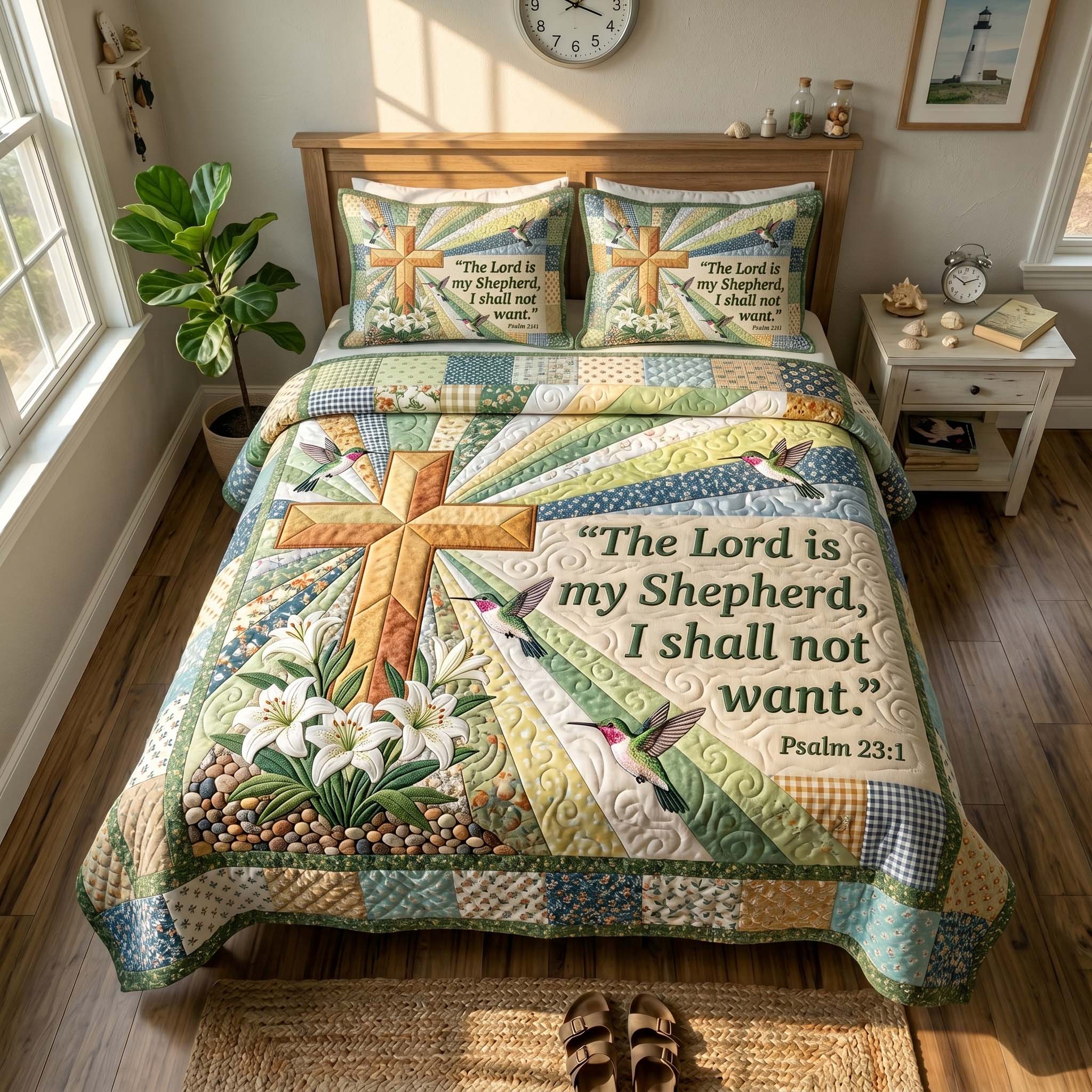 Faith Blossoms 3-Piece Quilted Bedding Set GFTOTP19477
