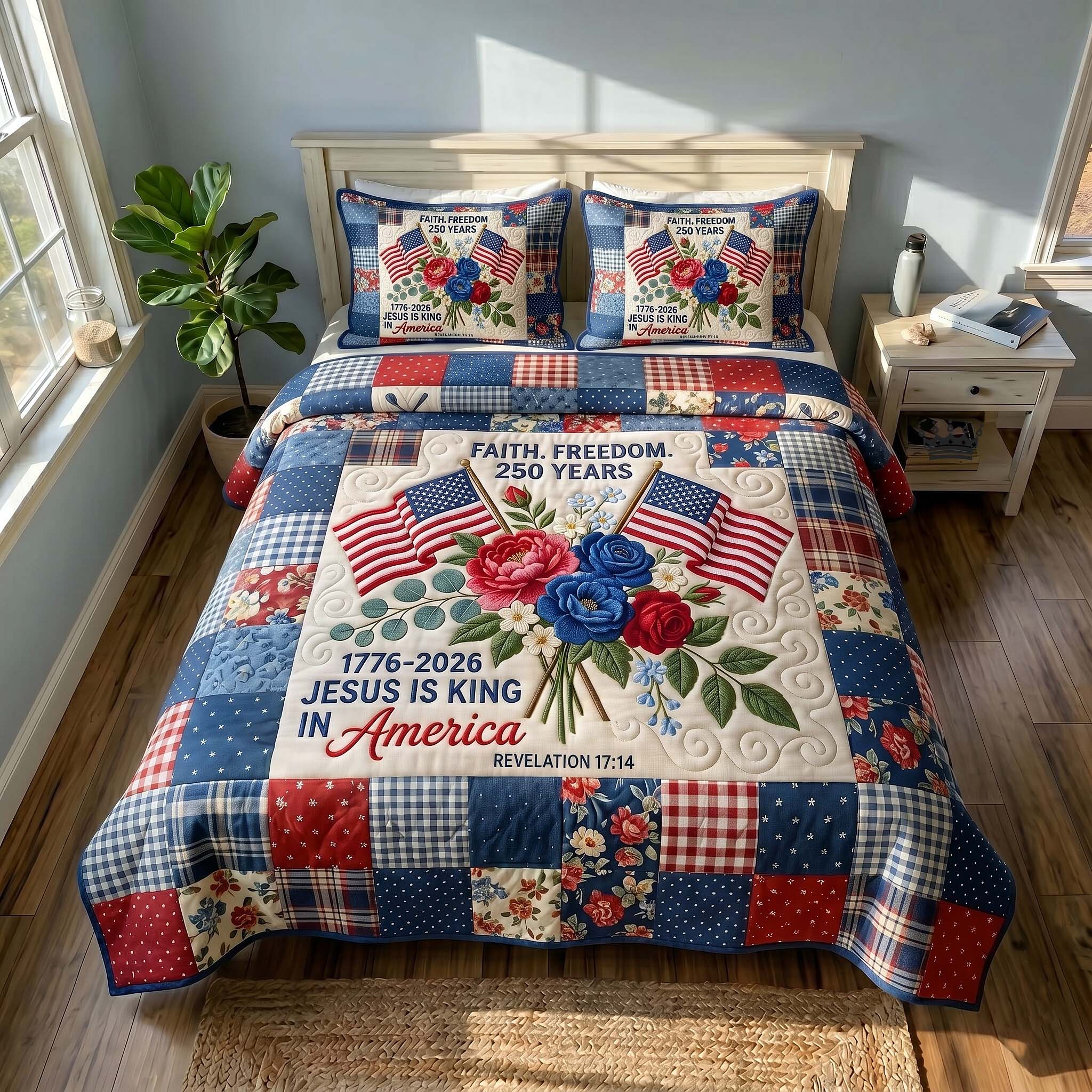 Faith Liberty 3-Piece Quilted Bedding Set GFTOTP19499