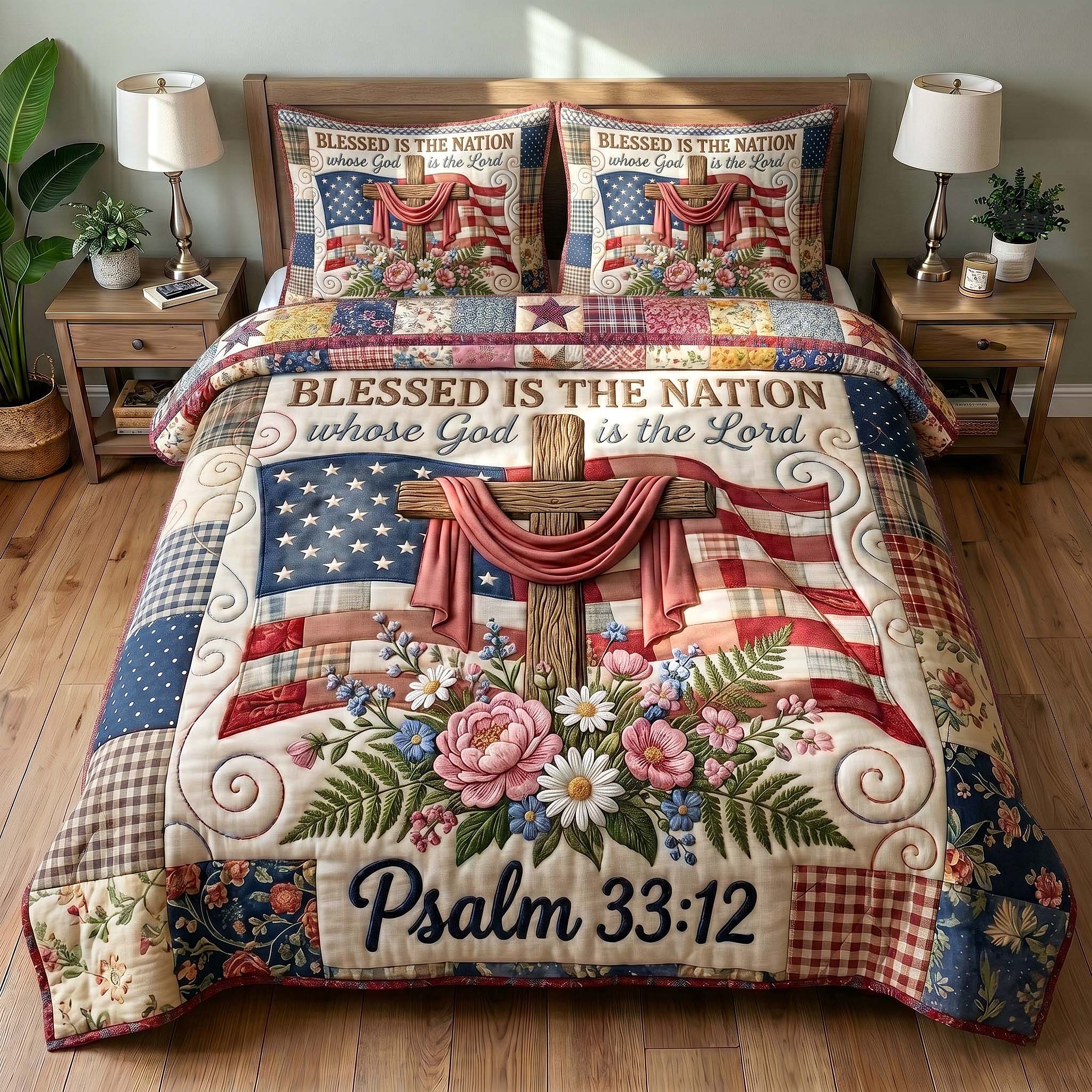Faith Liberty 3-Piece Quilted Bedding Set GFTOTP19501