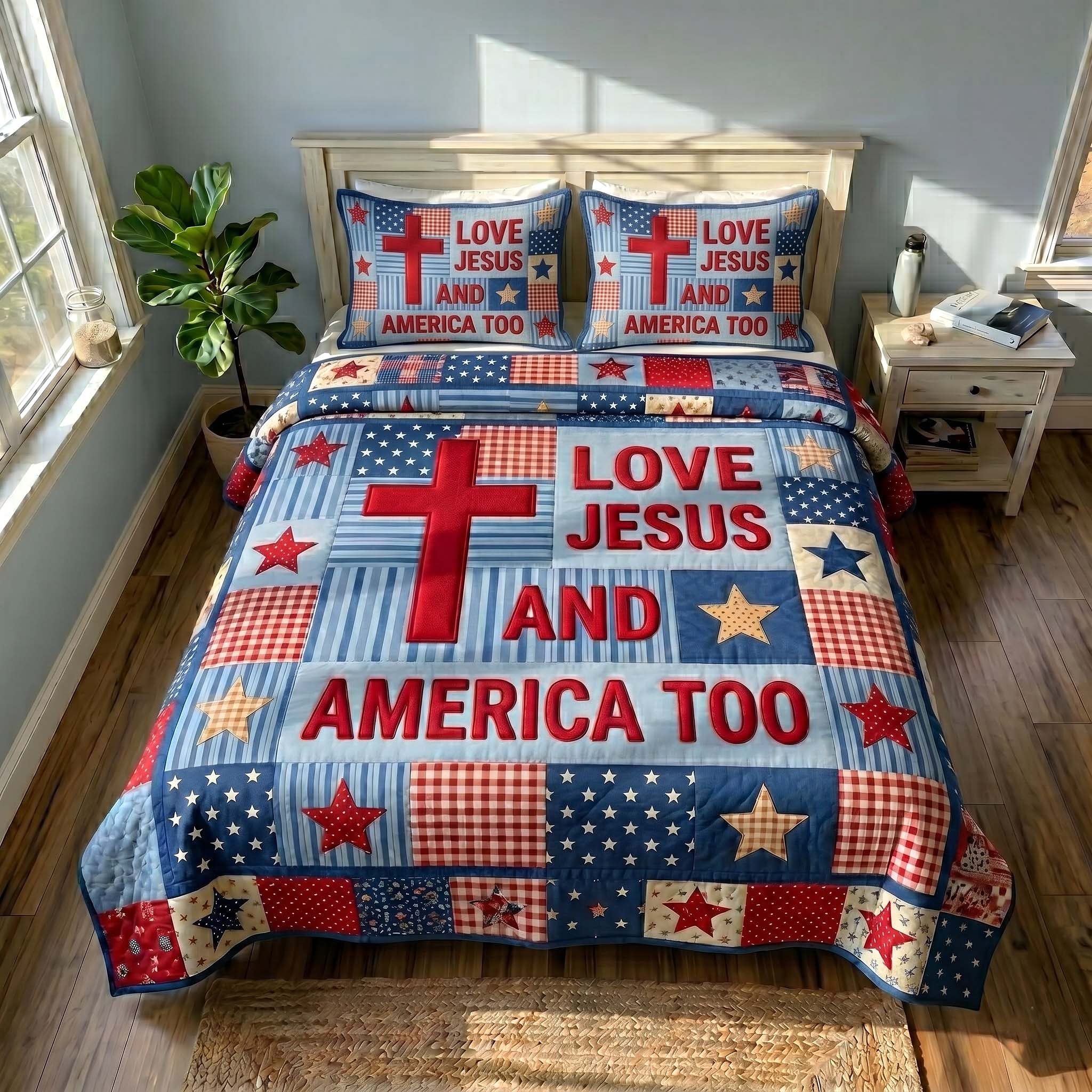 Faith Liberty 3-Piece Quilted Bedding Set GFTOTP19503