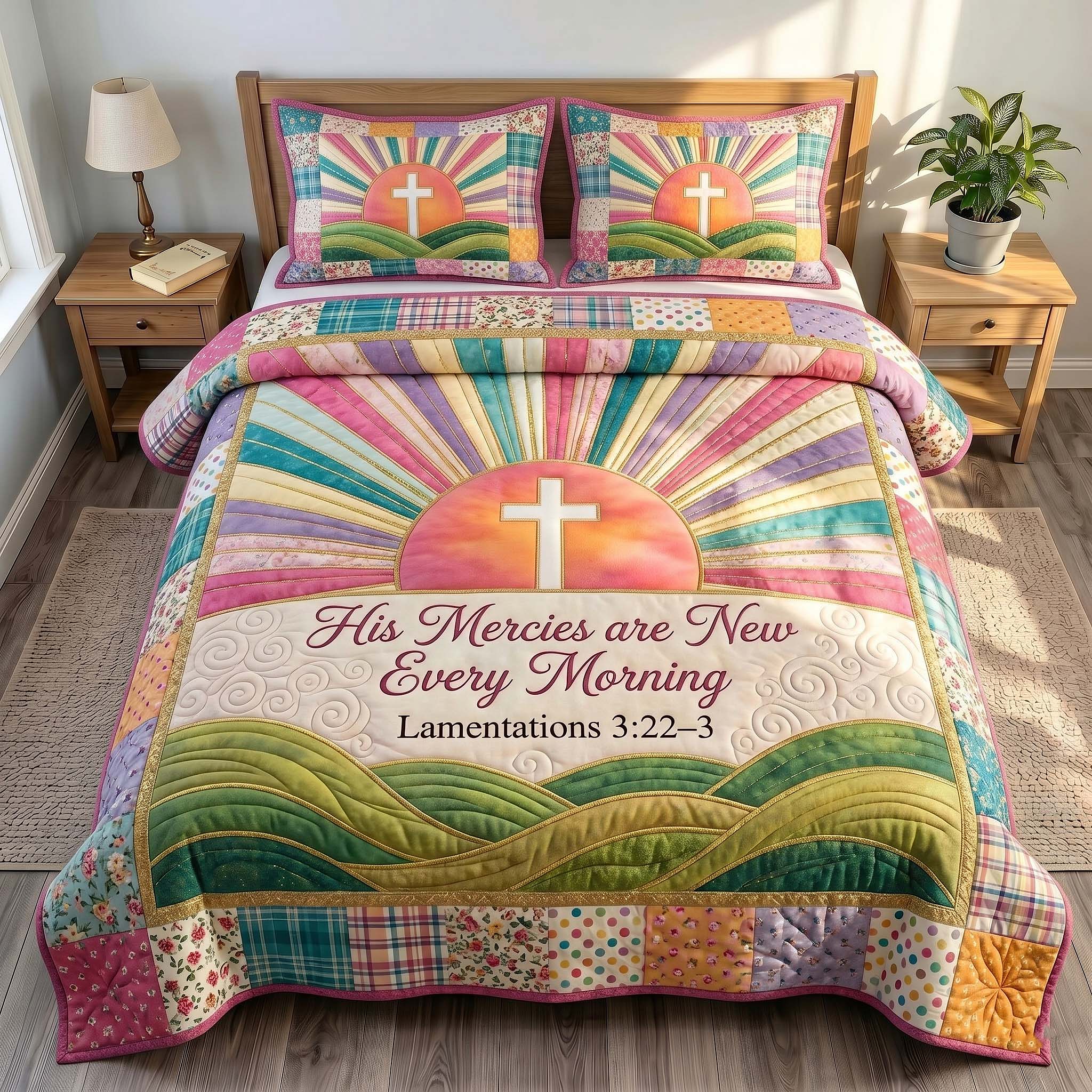Grace In Bloom 3-Piece Quilted Bedding Set GFTOTP19546