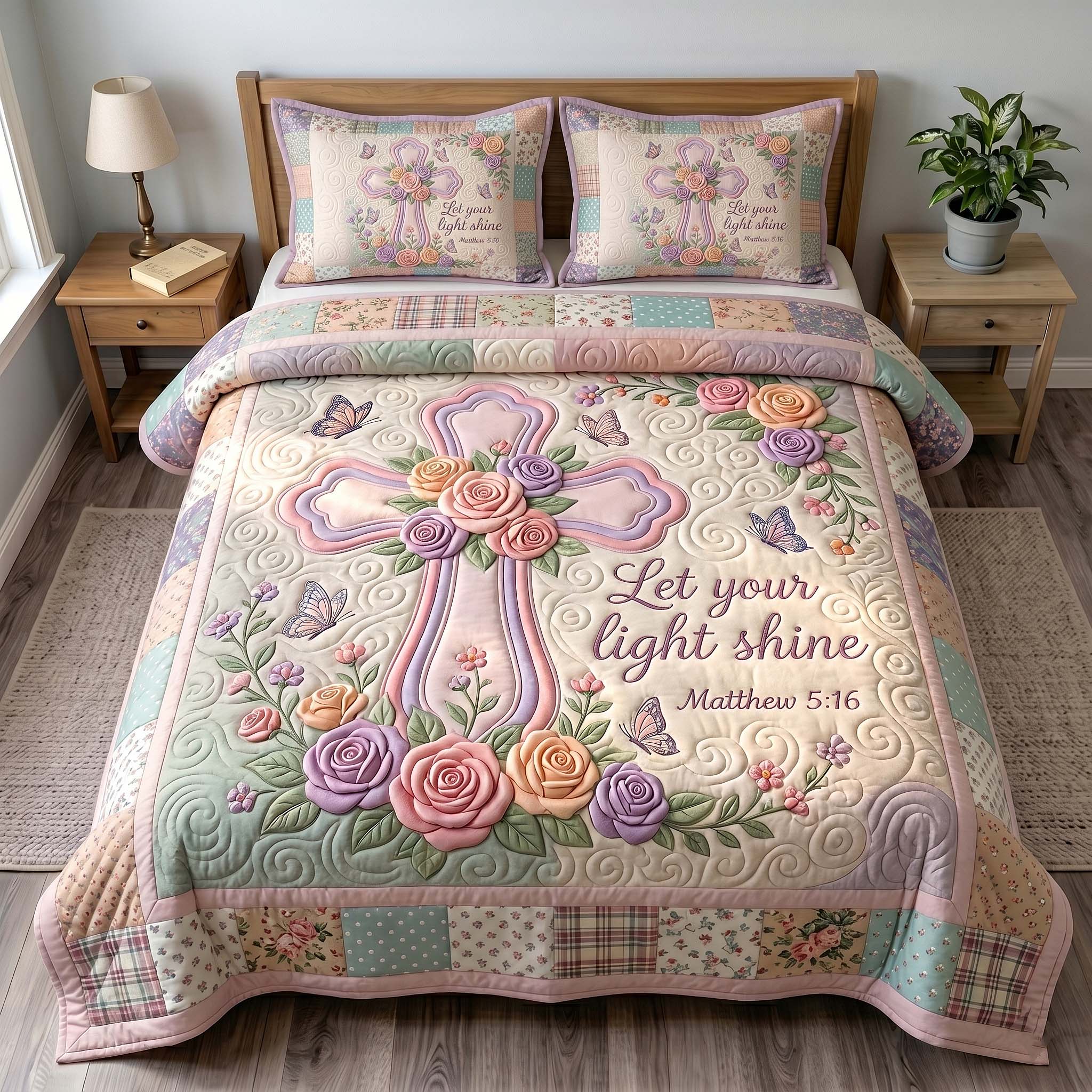 Grace In Bloom 3-Piece Quilted Bedding Set GFTOTP19547