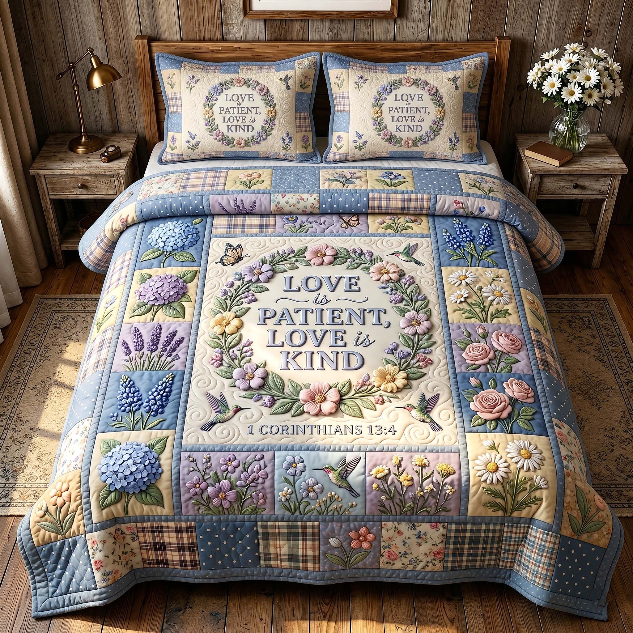 Grace In Bloom 3-Piece Quilted Bedding Set GFTOTP19548