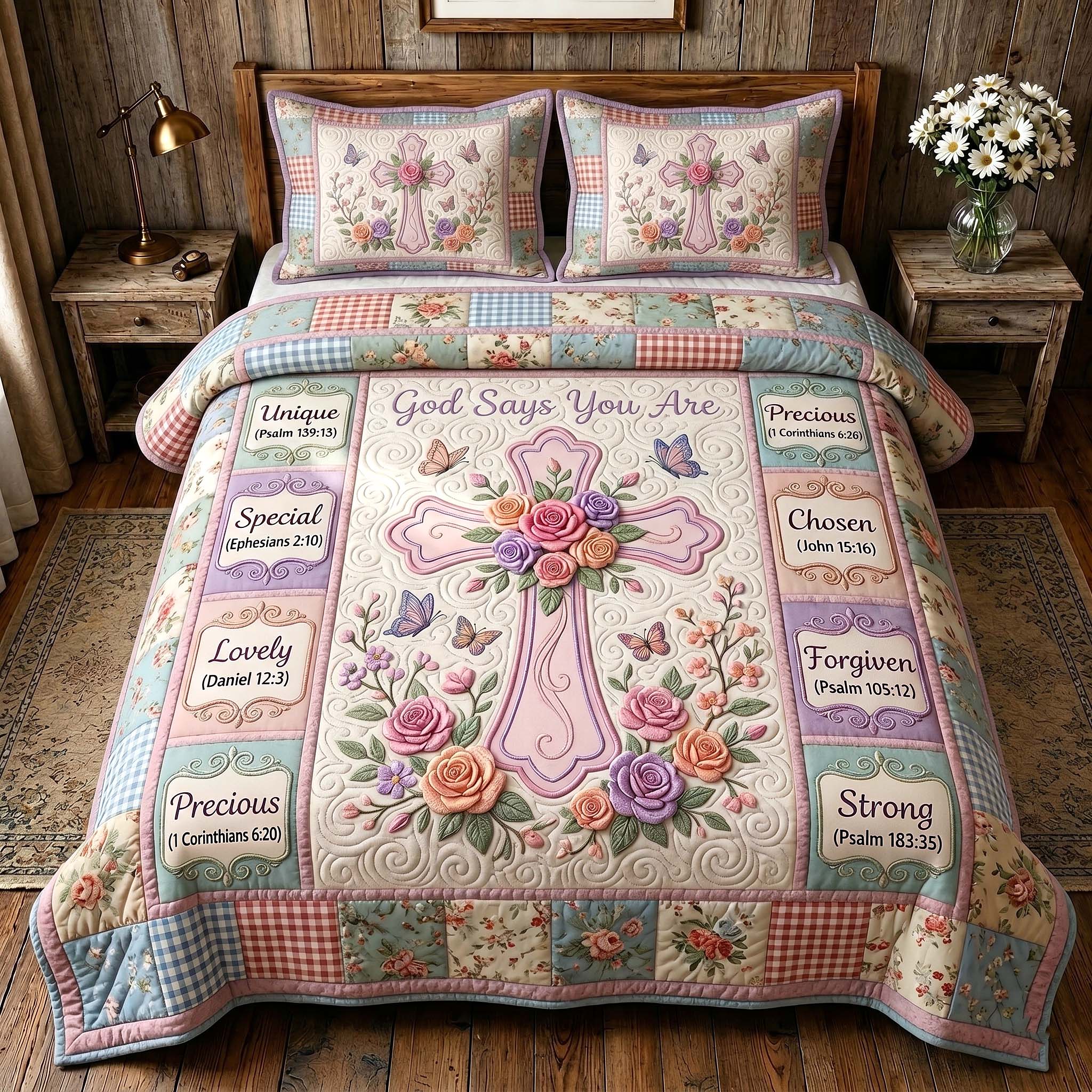 Grace In Bloom 3-Piece Quilted Bedding Set GFTOTP19549