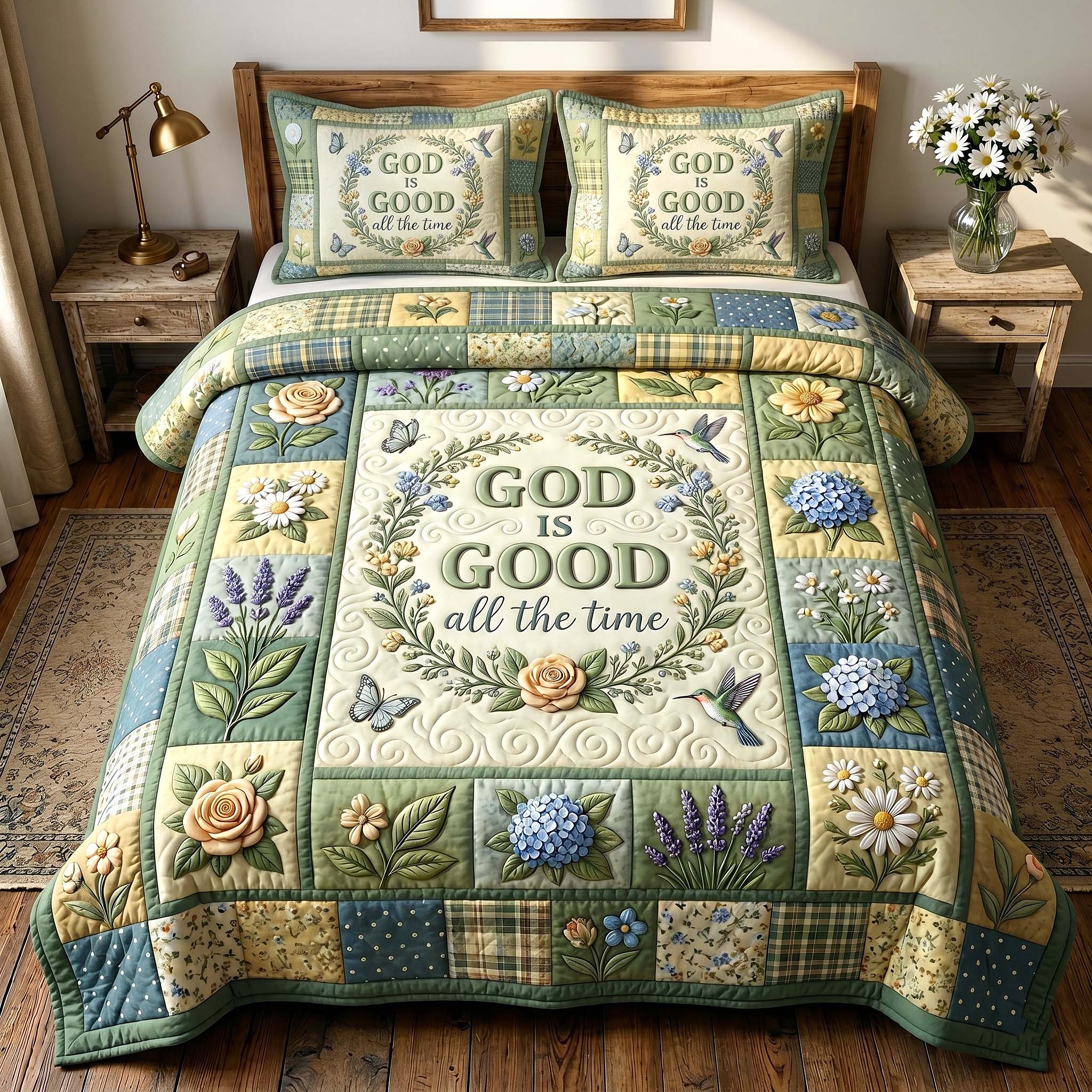 Grace In Bloom 3-Piece Quilted Bedding Set GFTOTP19550