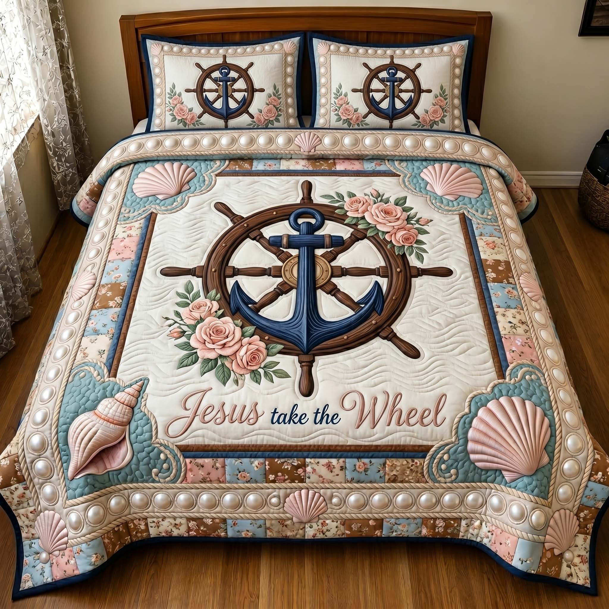 Ocean Grace 3-Piece Quilted Bedding Set GFTOTP19598