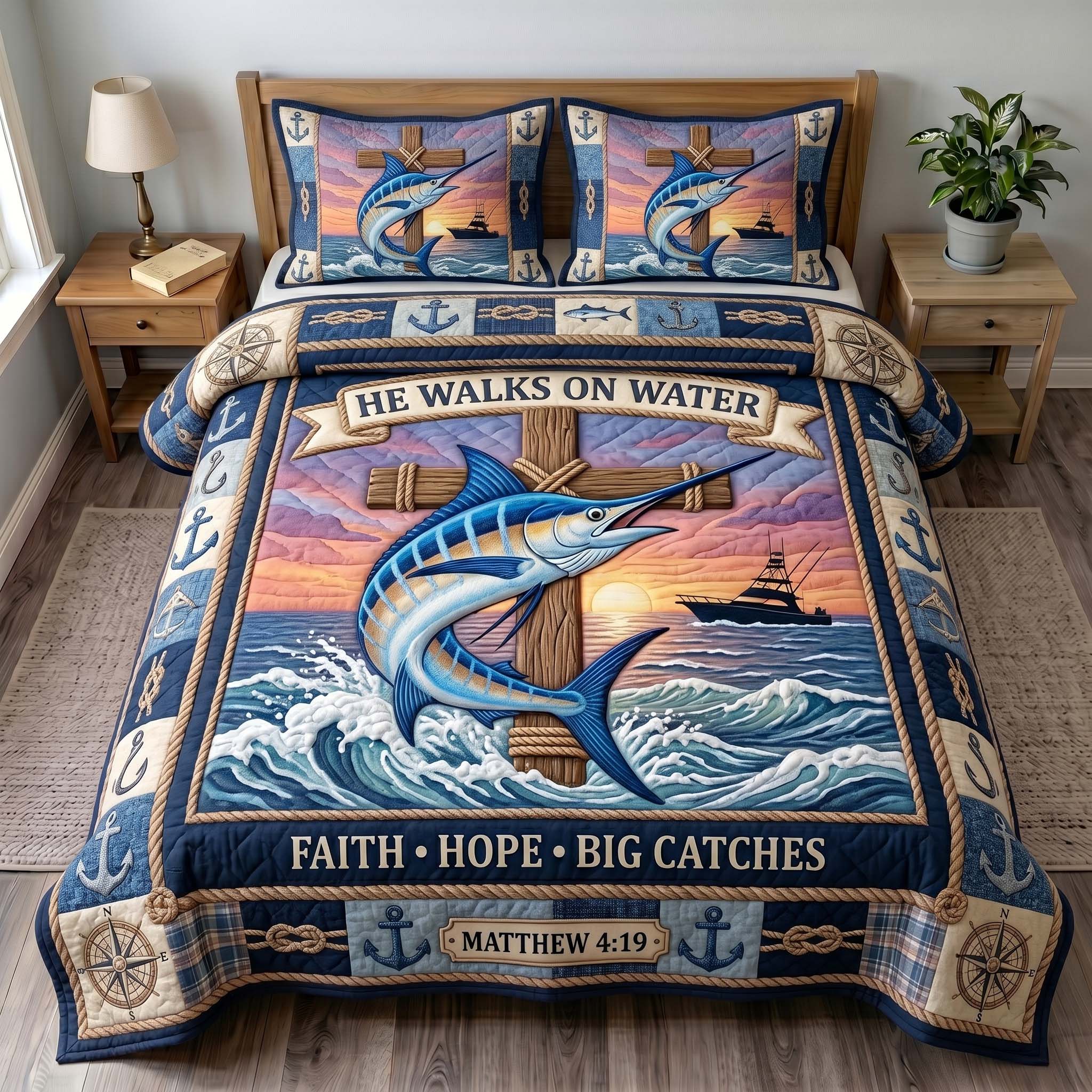 Ocean Grace 3-Piece Quilted Bedding Set GFTOTP19600