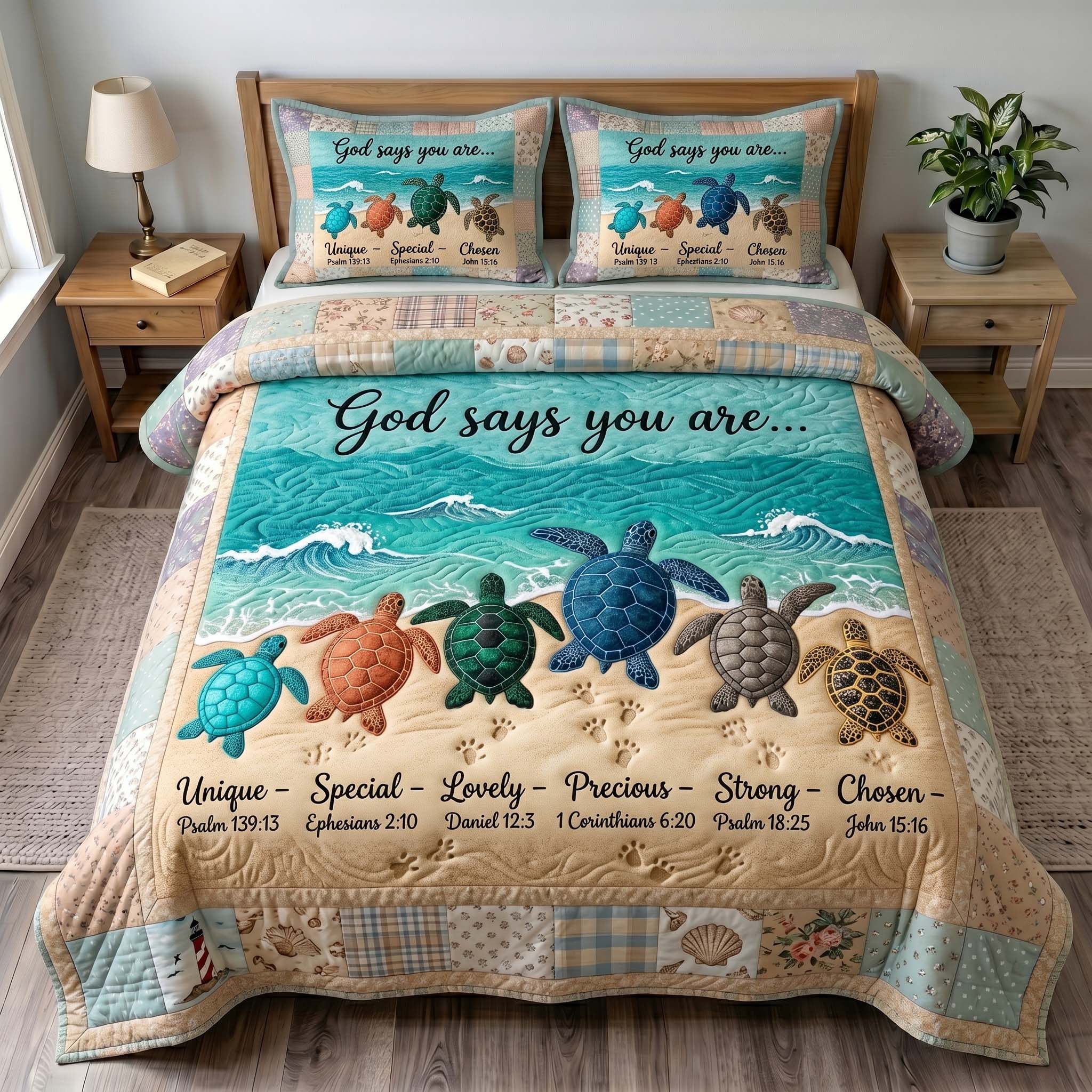Turtle Grace 3-Piece Quilted Bedding Set GFTOTP19601