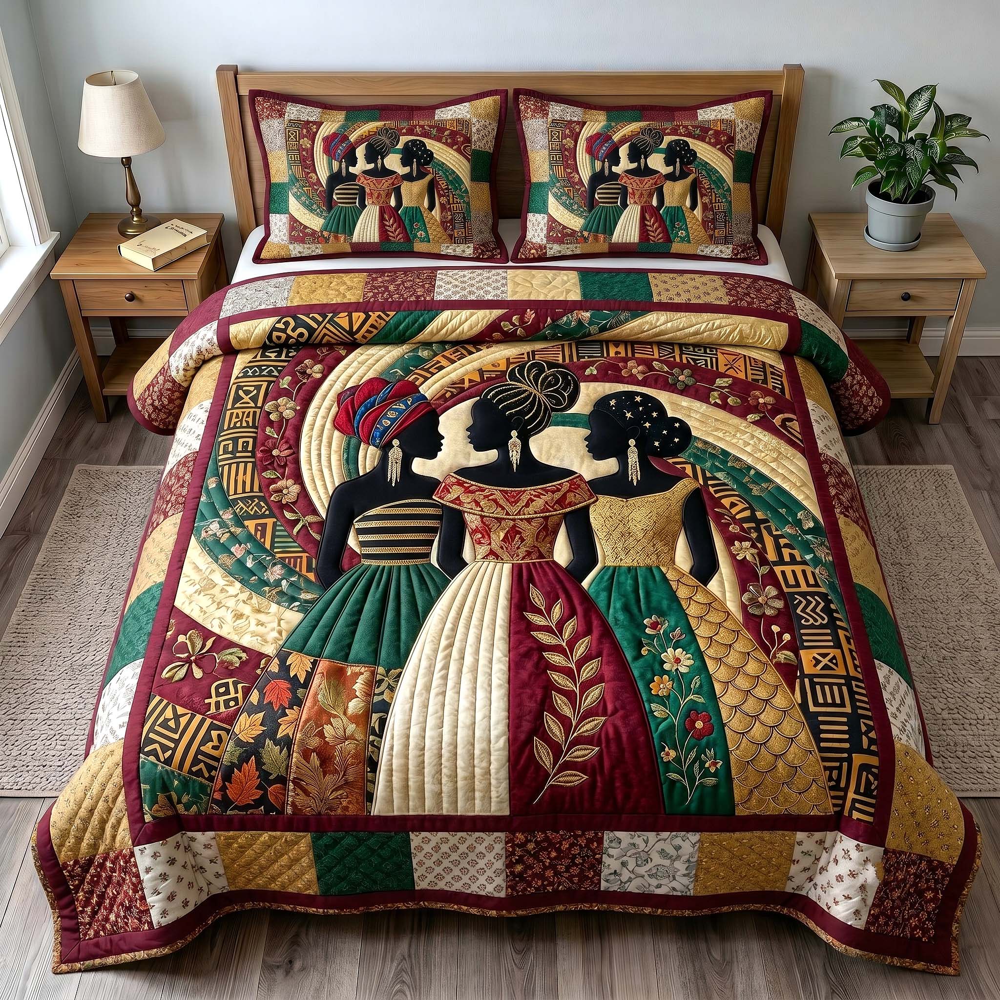 Golden Queen 3-Piece Quilted Bedding Set GFTOTP19664