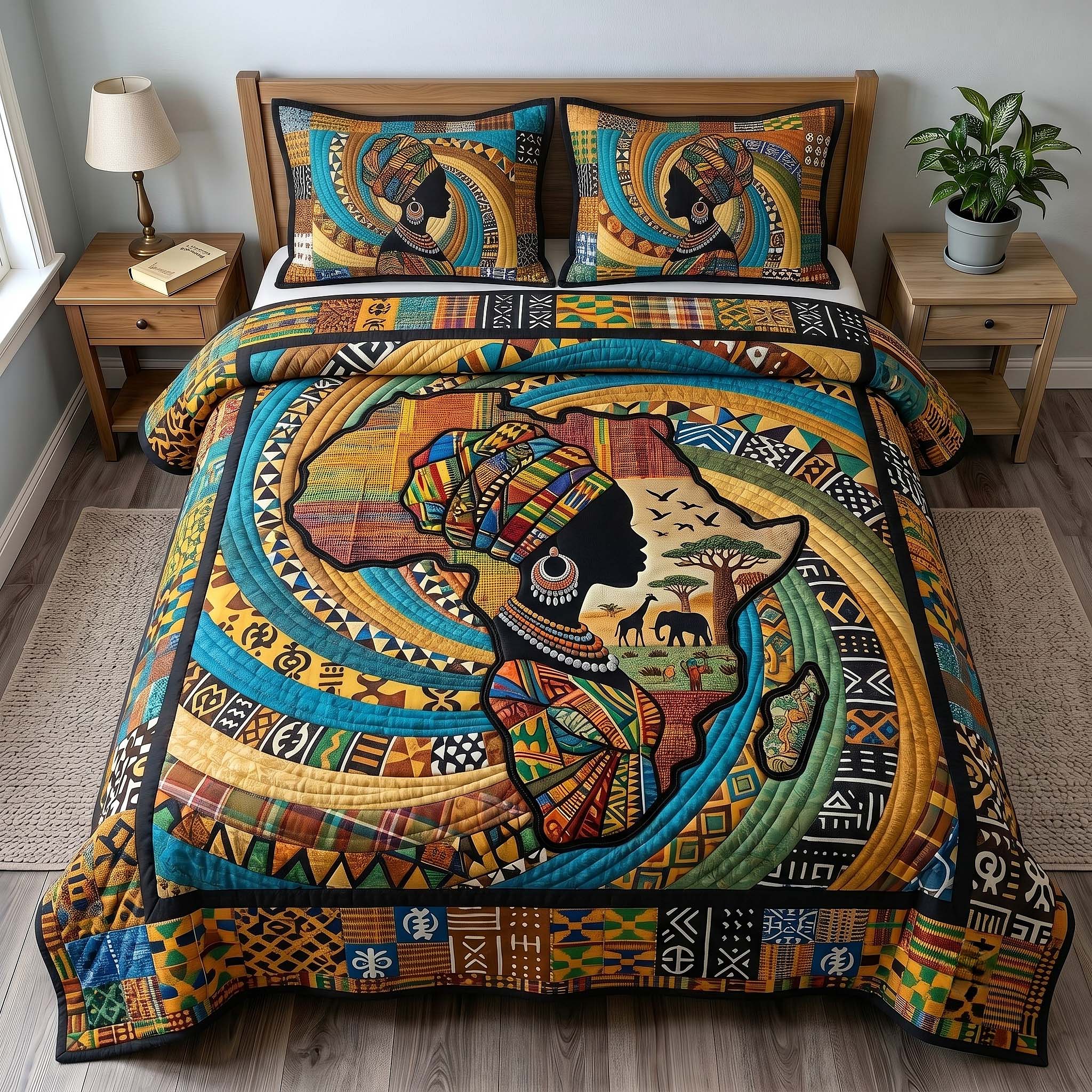 Golden Queen 3-Piece Quilted Bedding Set GFTOTP19667